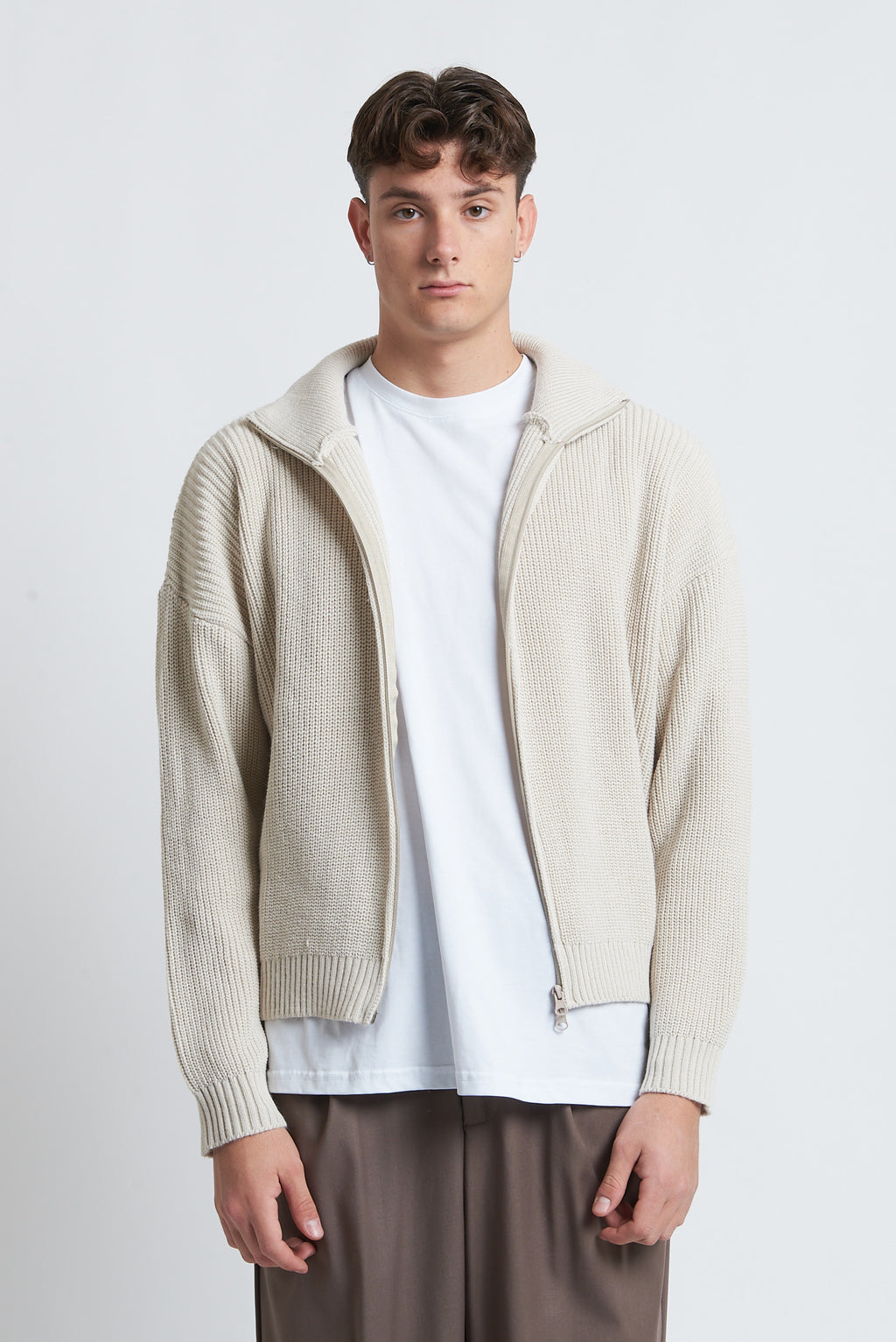 Cardigan zip in lana