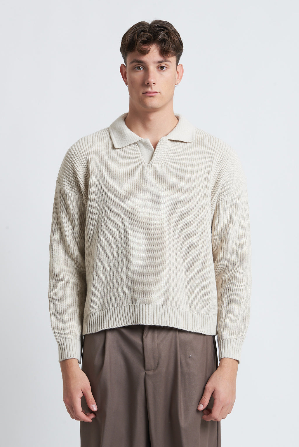 Maglione a polo in lana