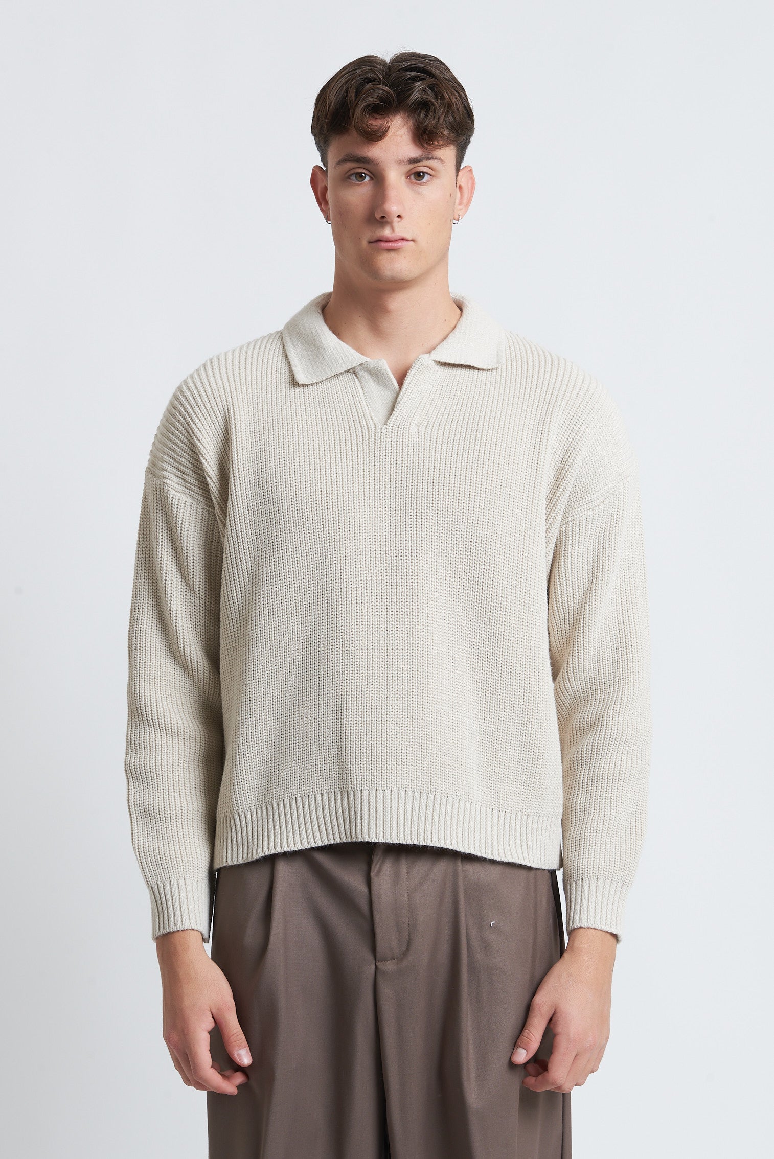 Maglione a polo in lana