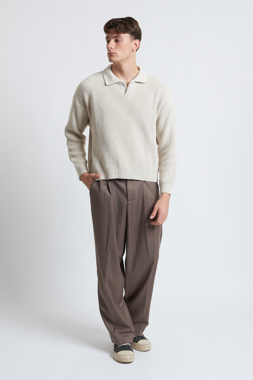 Maglione a polo in lana