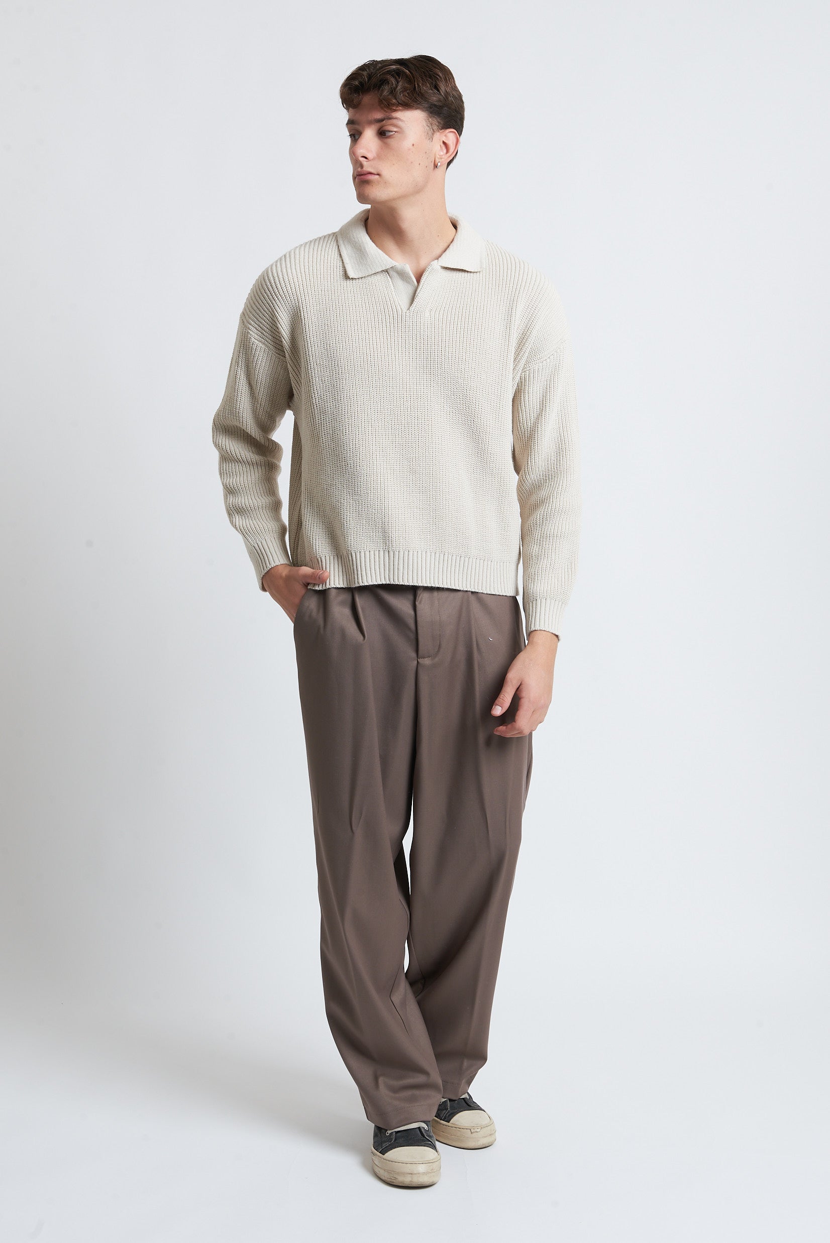 Maglione a polo in lana