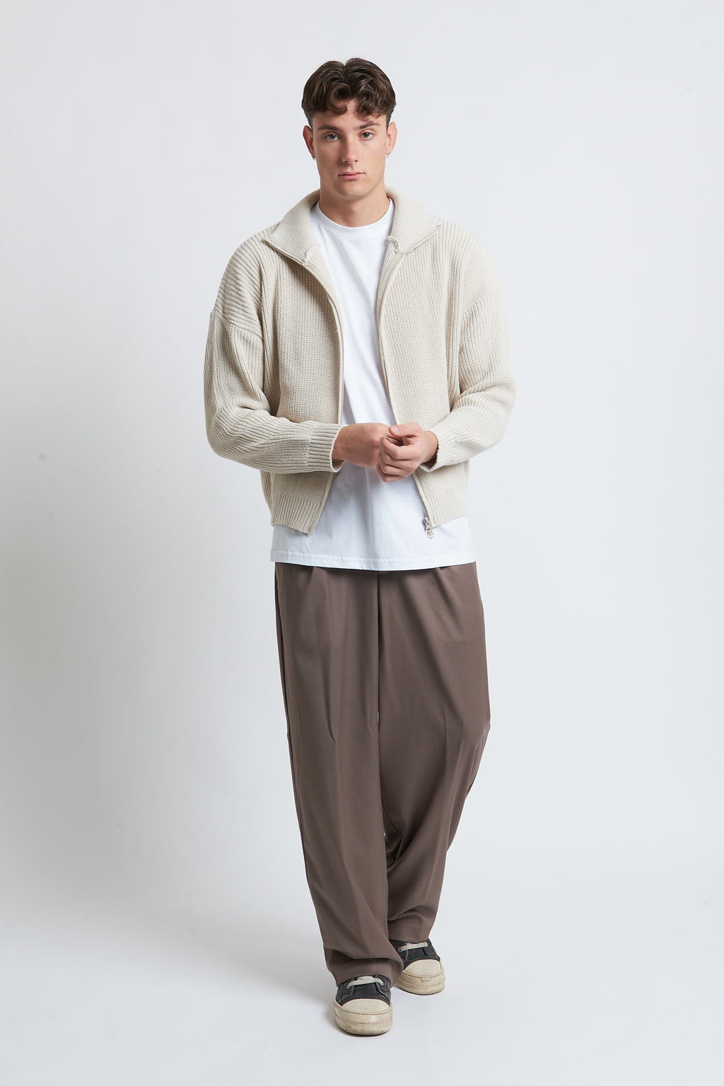 Cardigan zip in lana