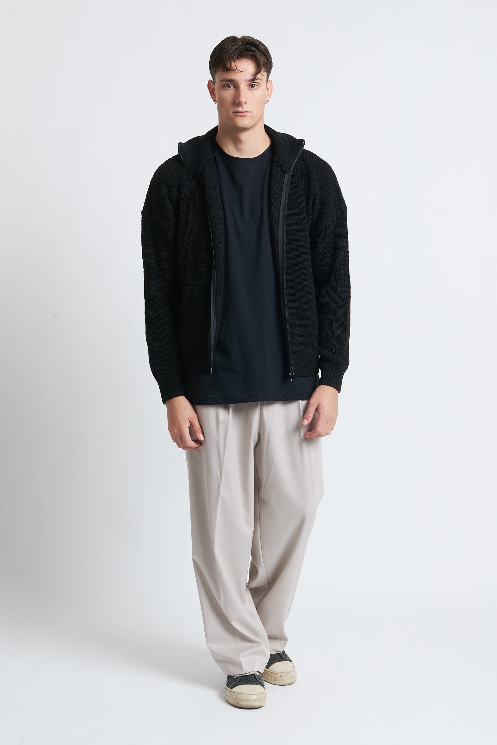 Cardigan zip in lana