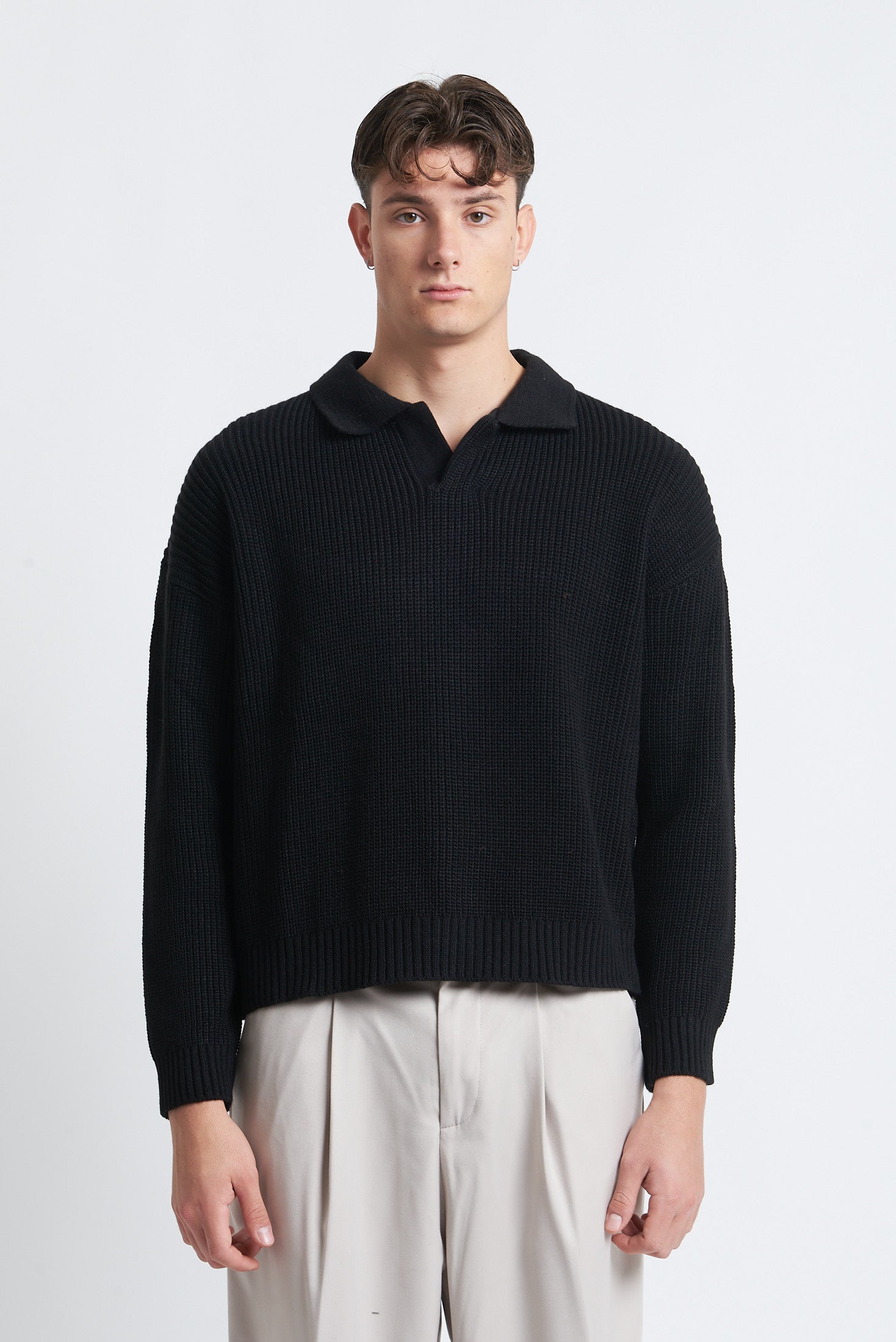 Maglione a polo in lana