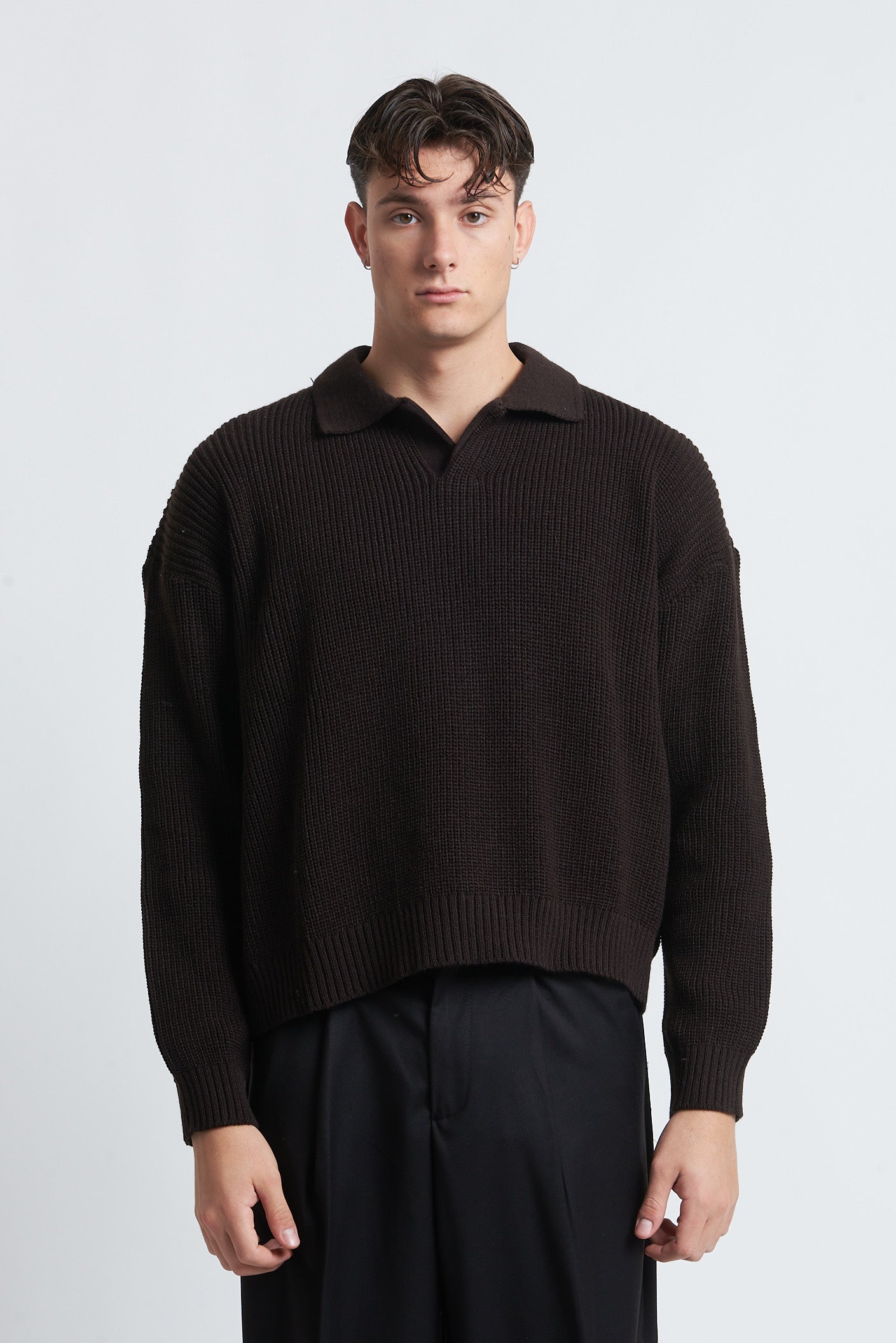 Maglione a polo in lana