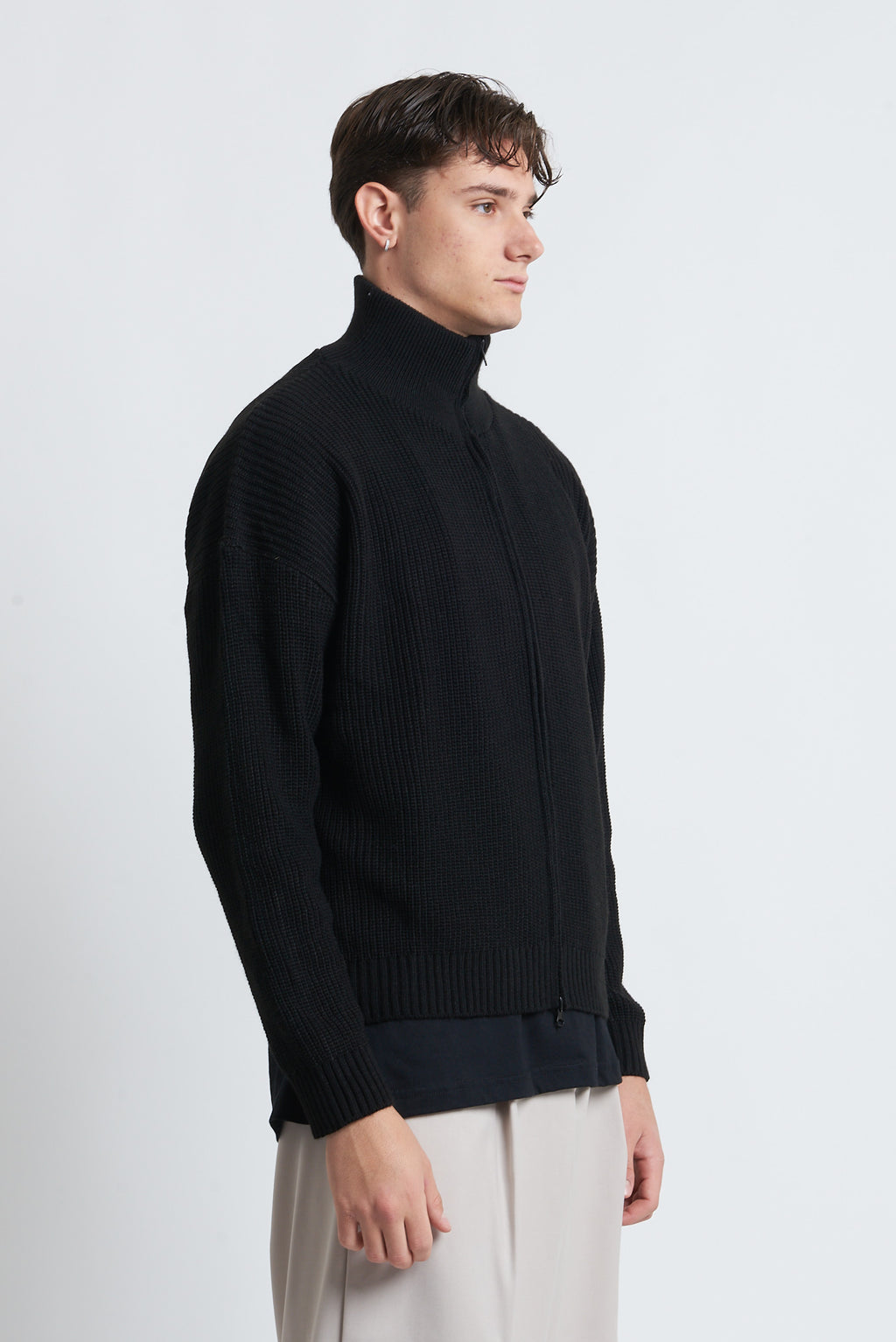 Cardigan zip in lana