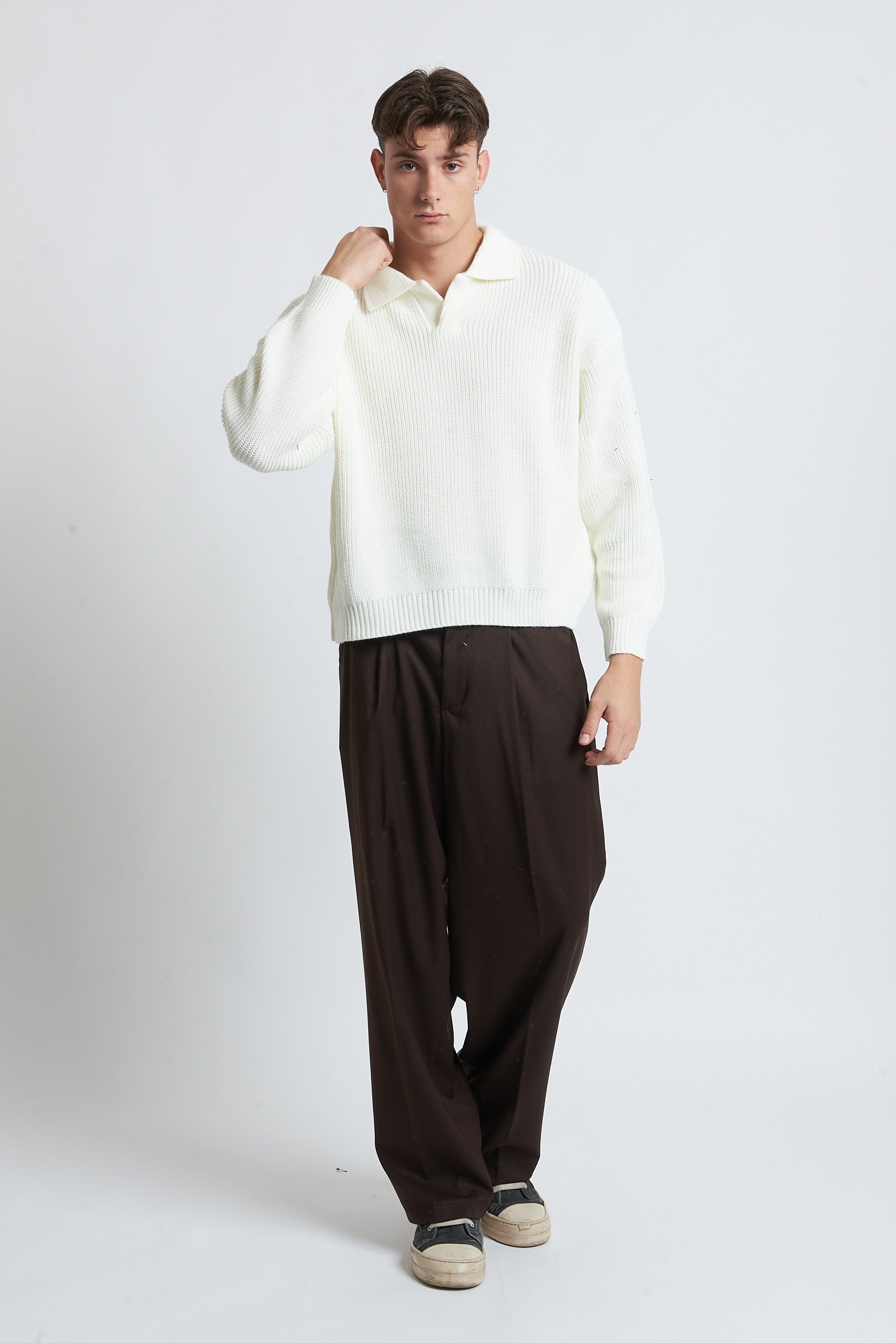 Maglione a polo in lana