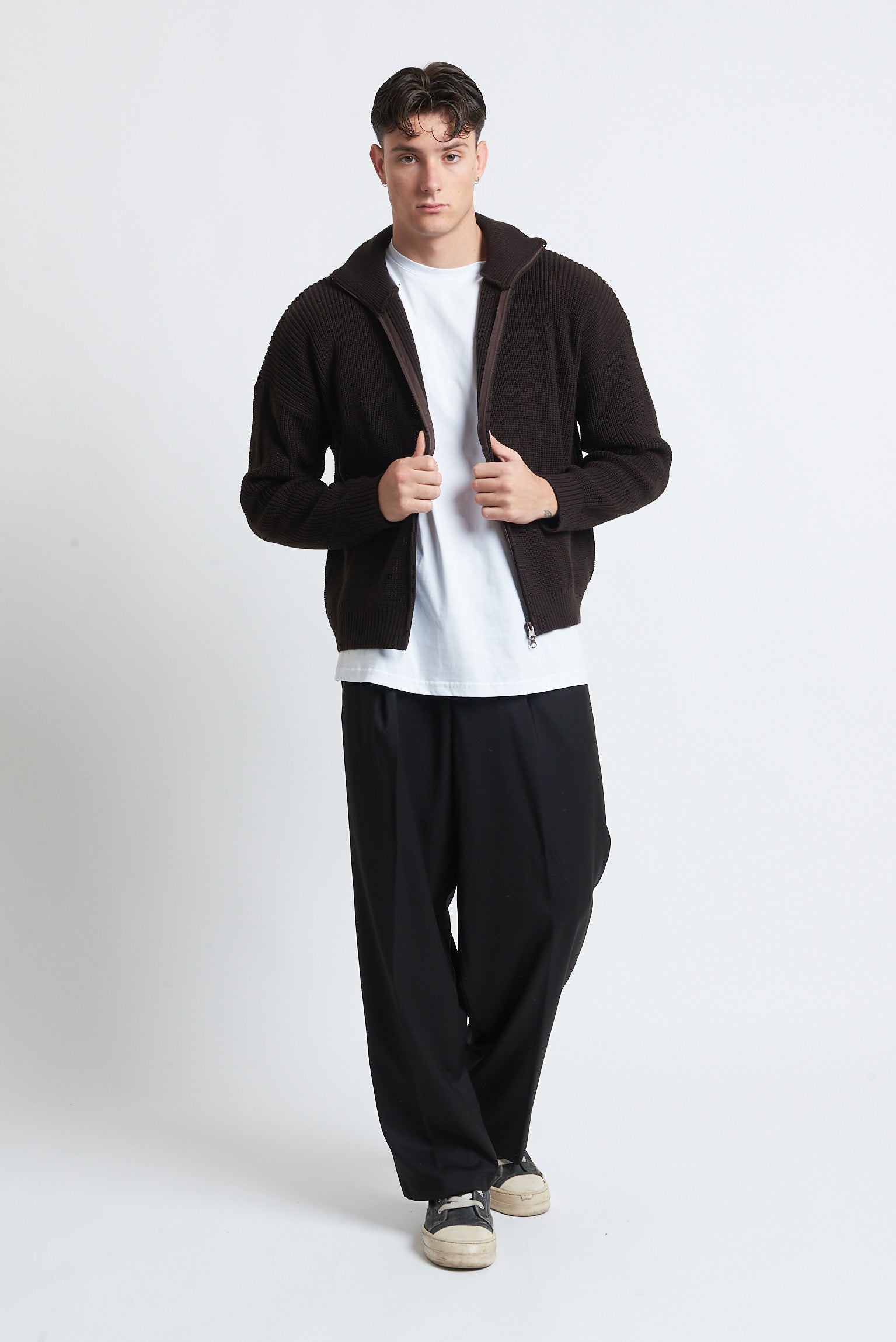 Cardigan zip in lana