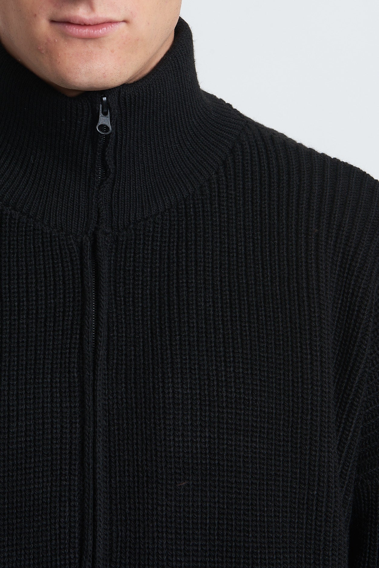 Cardigan zip in lana