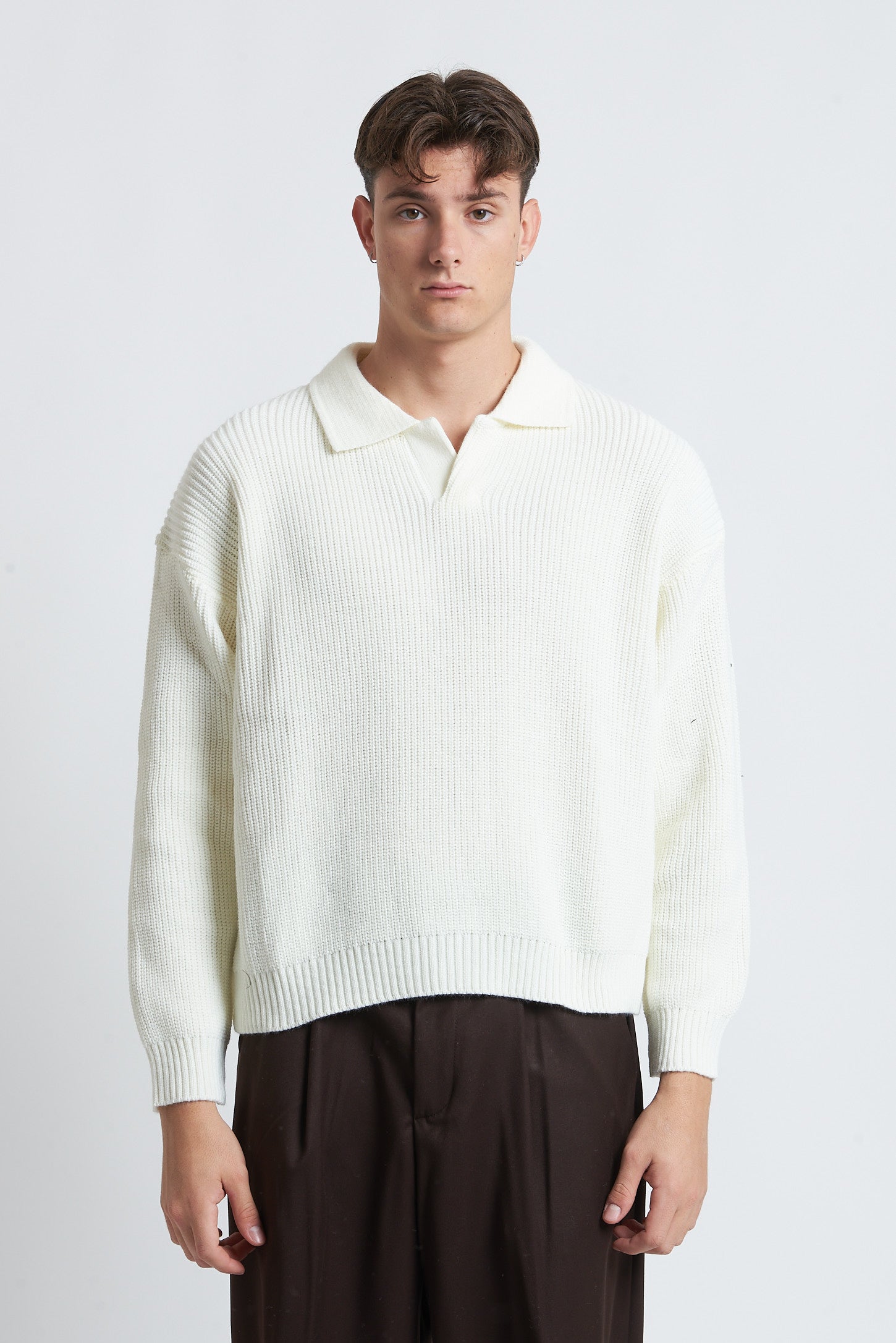 Maglione a polo in lana