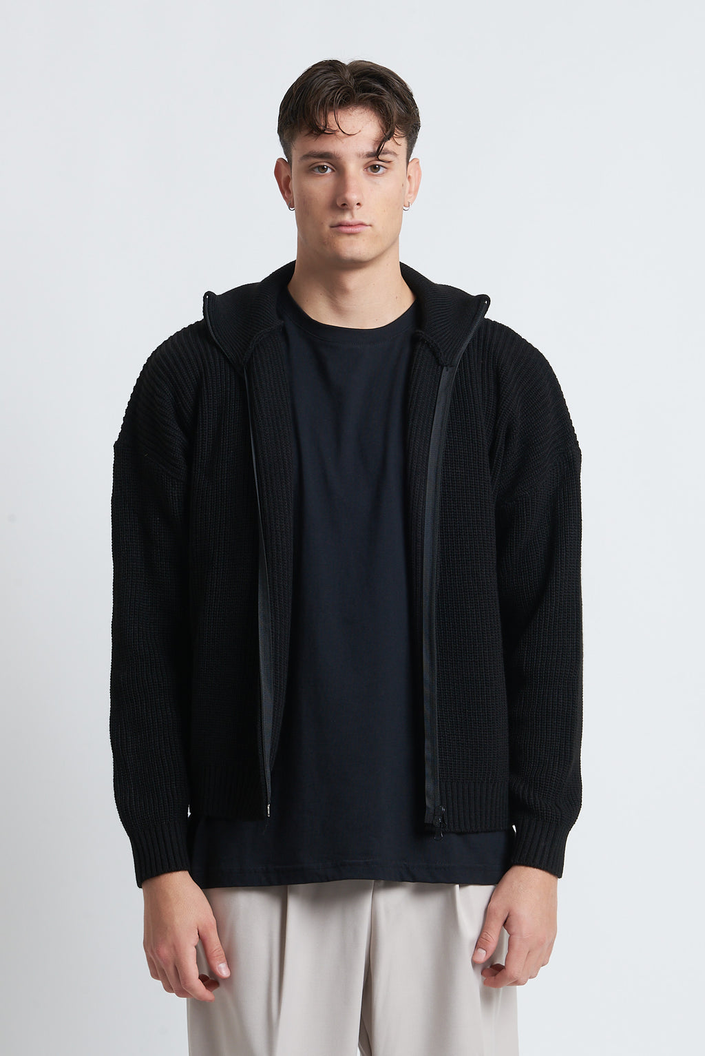 Cardigan zip in lana