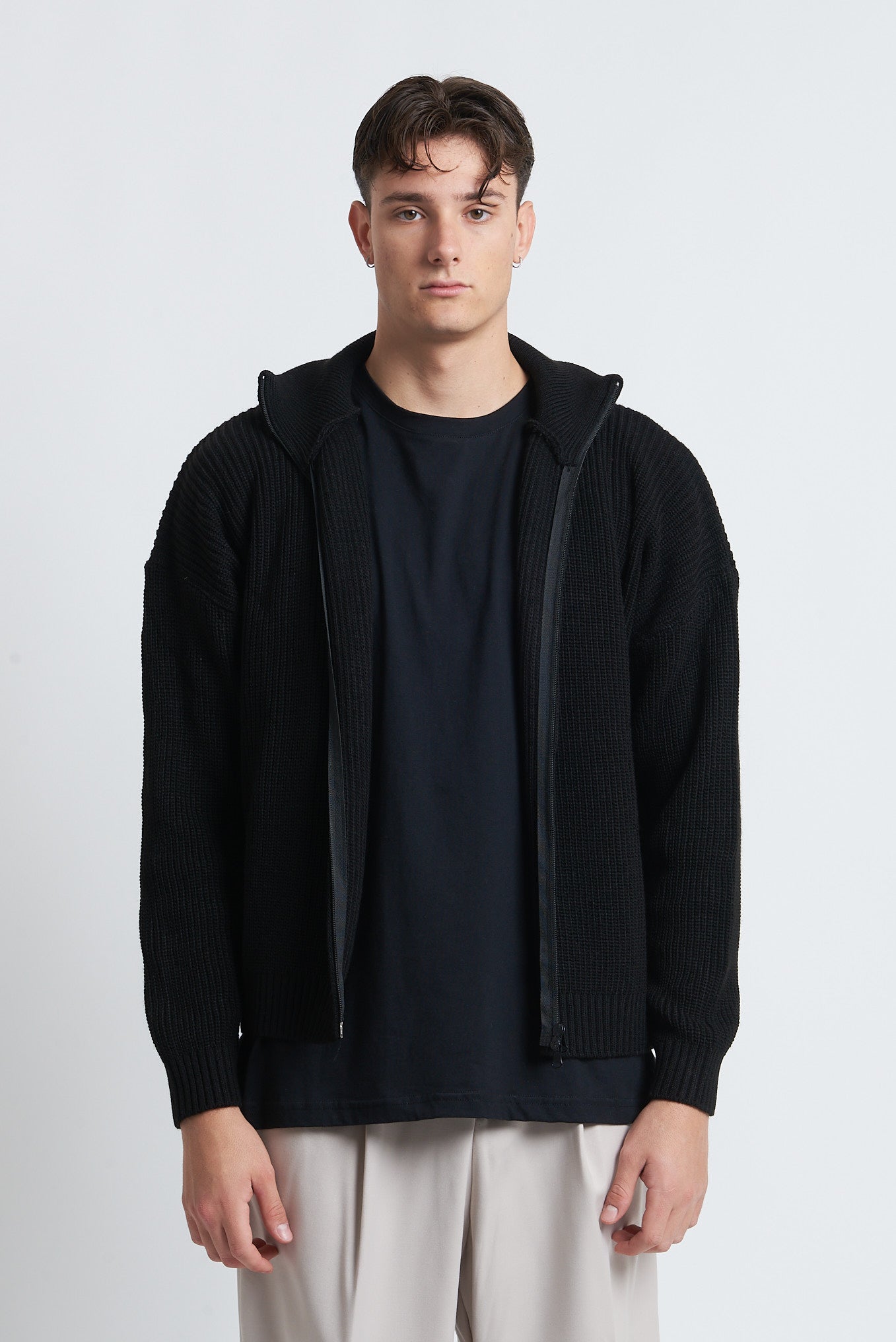 Cardigan zip in lana