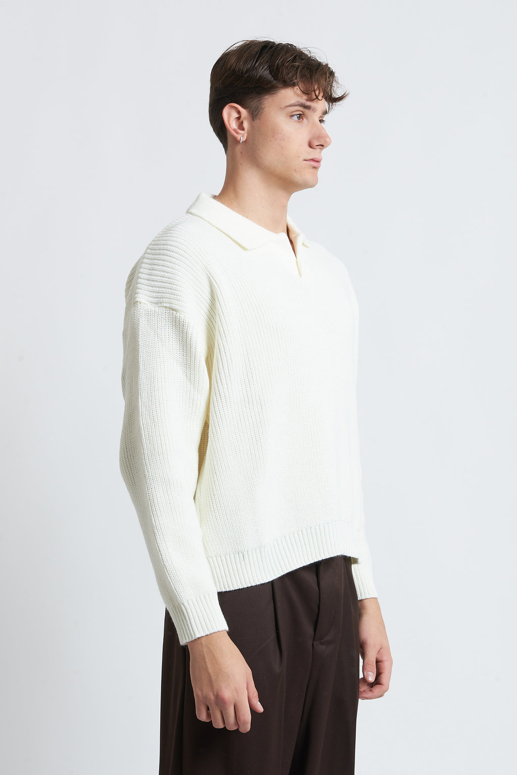 Maglione a polo in lana