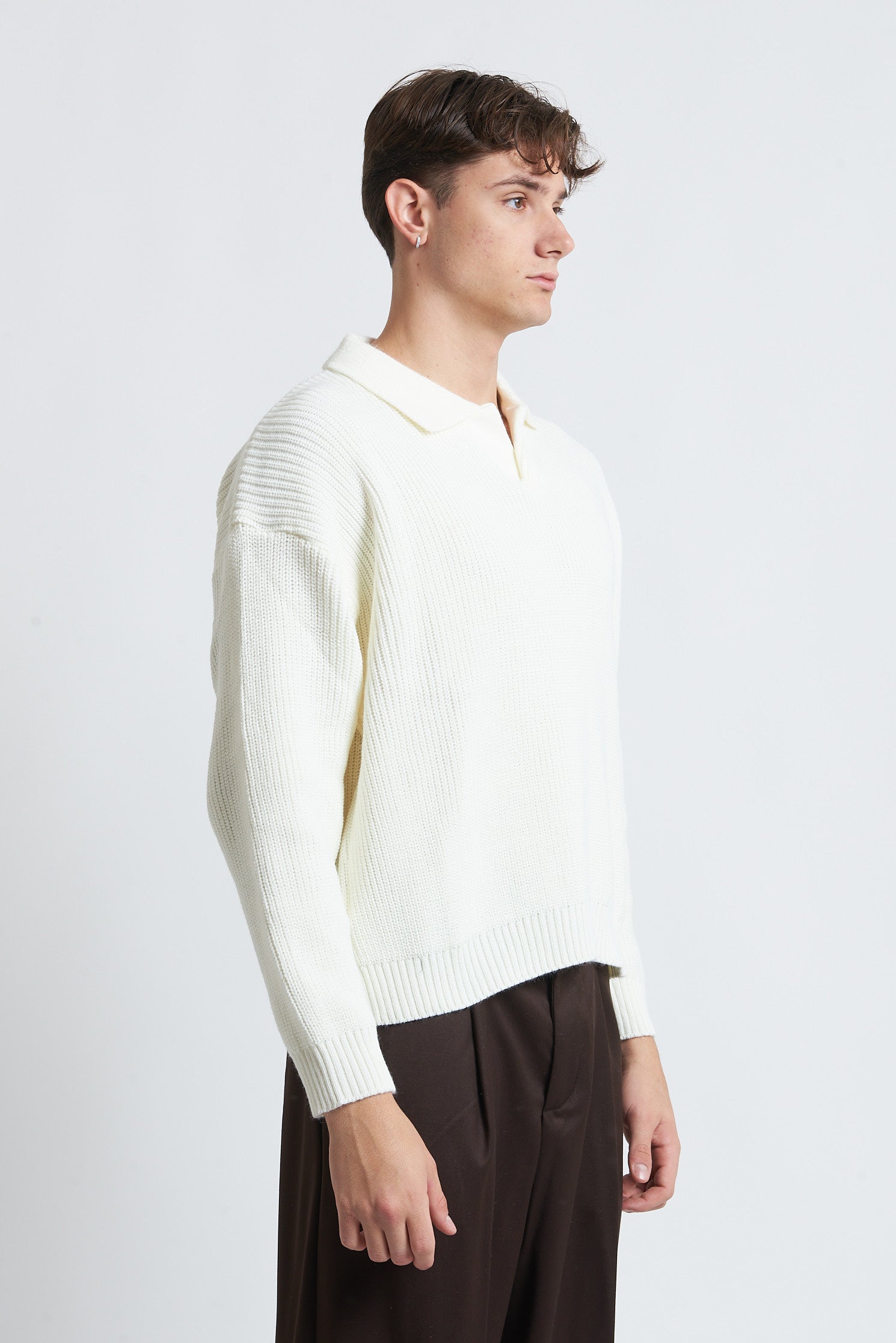 Maglione a polo in lana