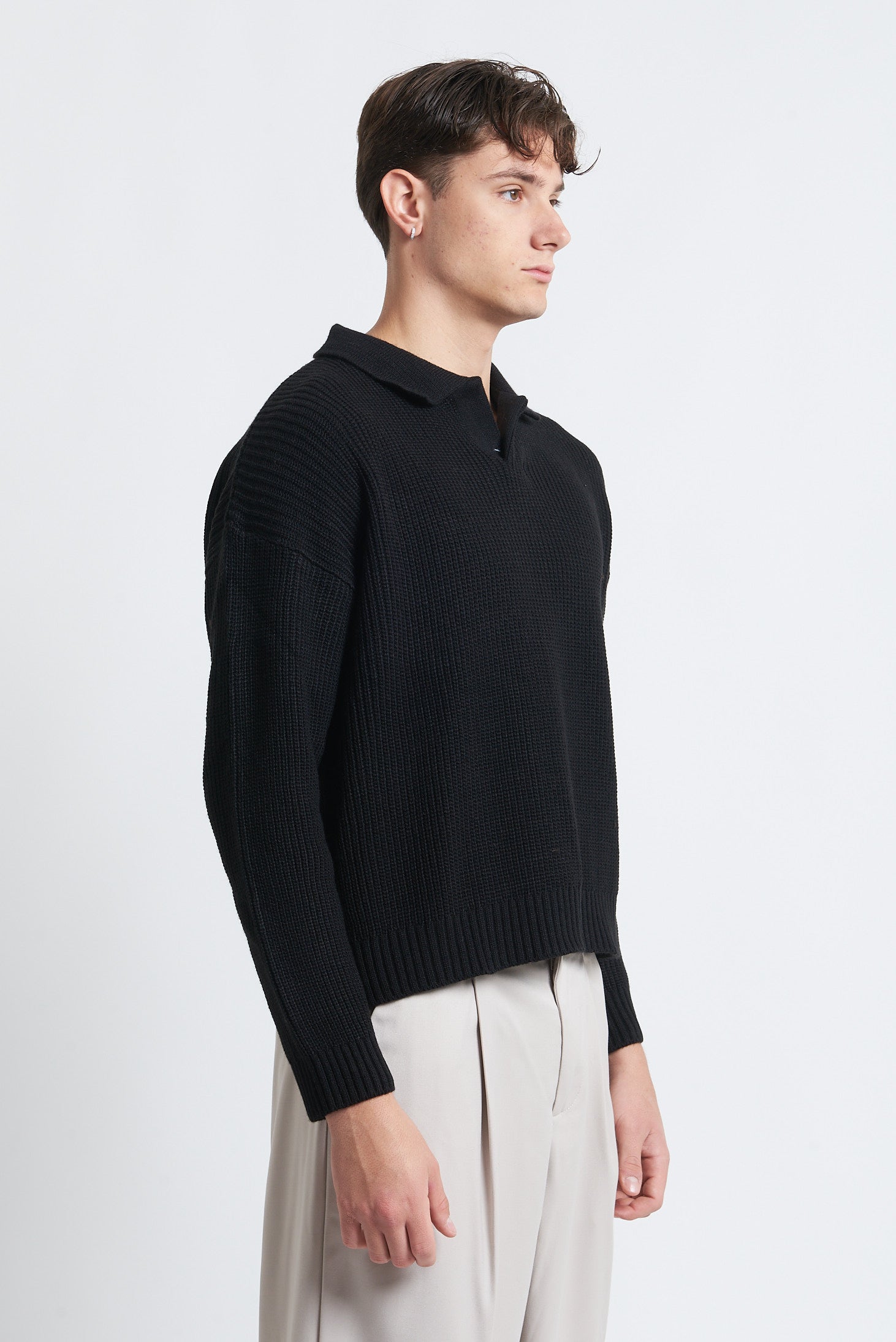 Maglione a polo in lana