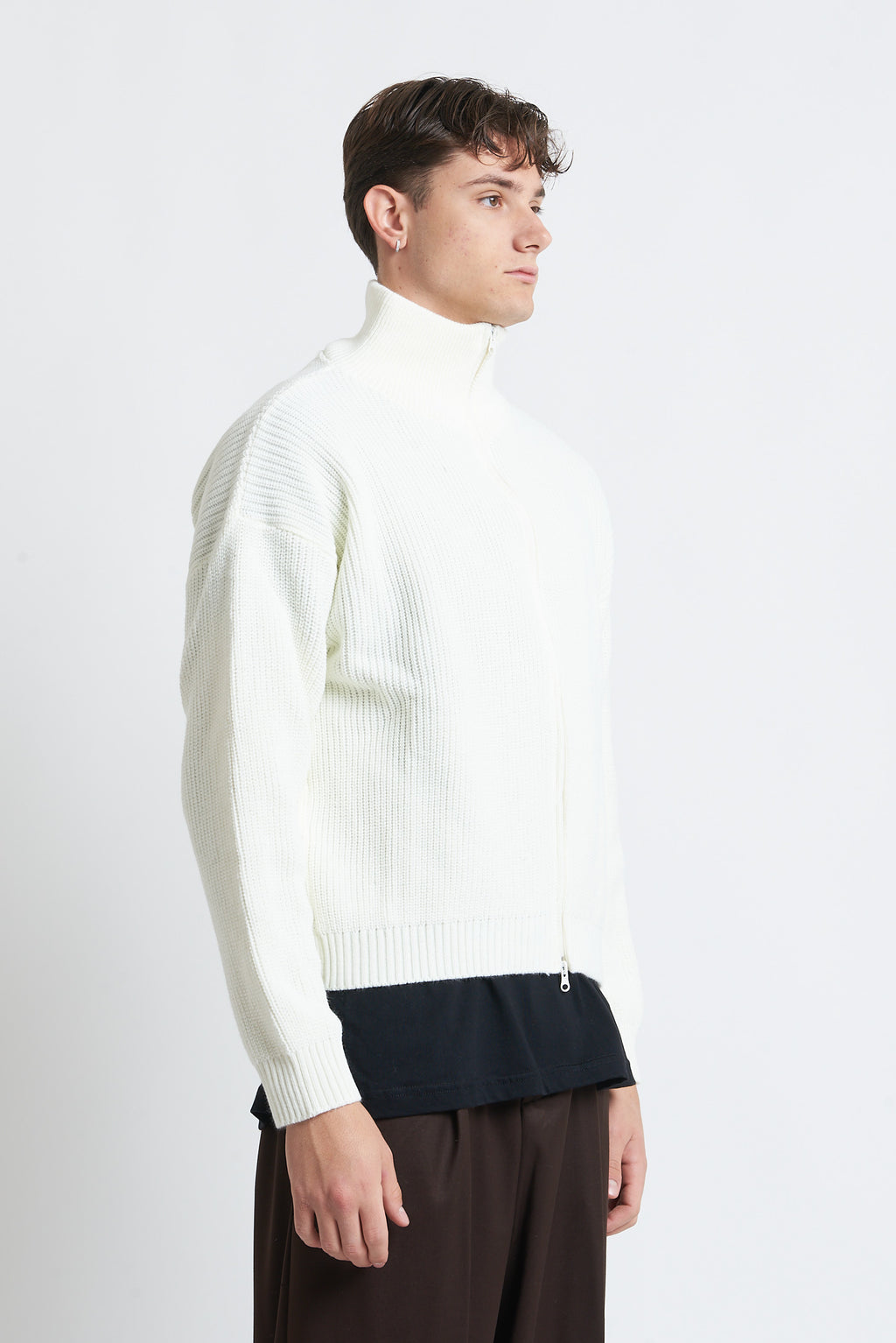 Cardigan zip in lana