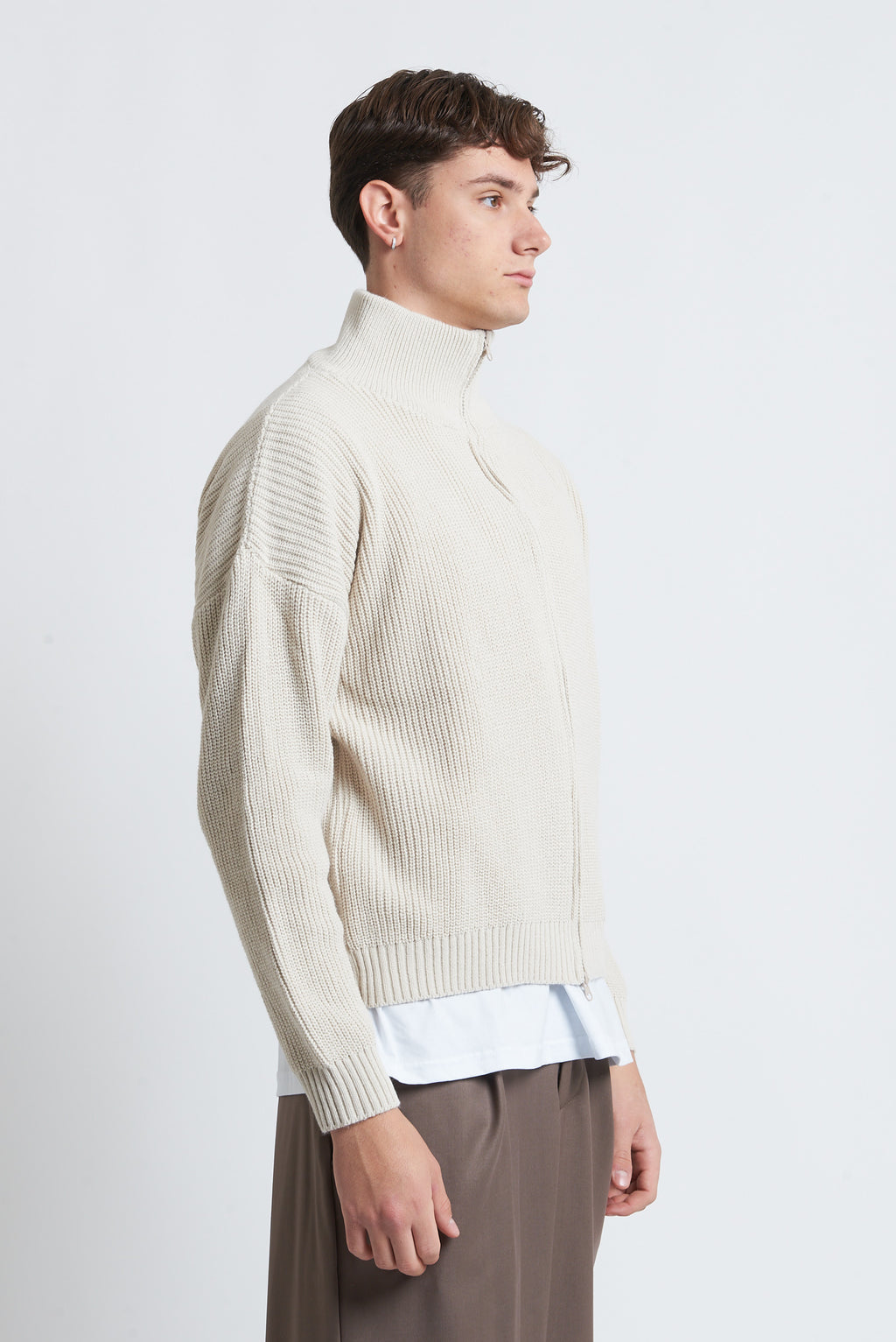 Cardigan zip in lana