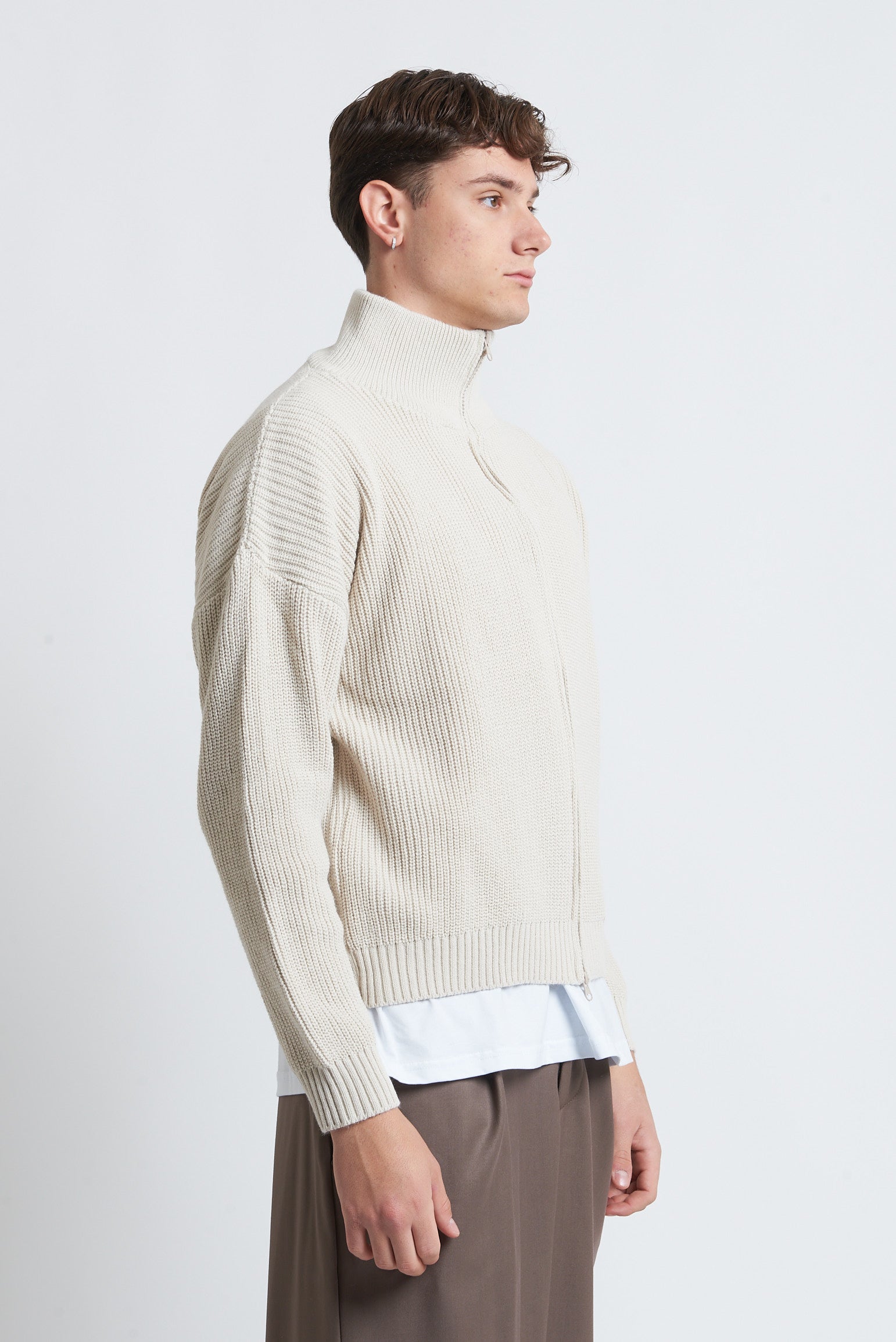 Cardigan zip in lana