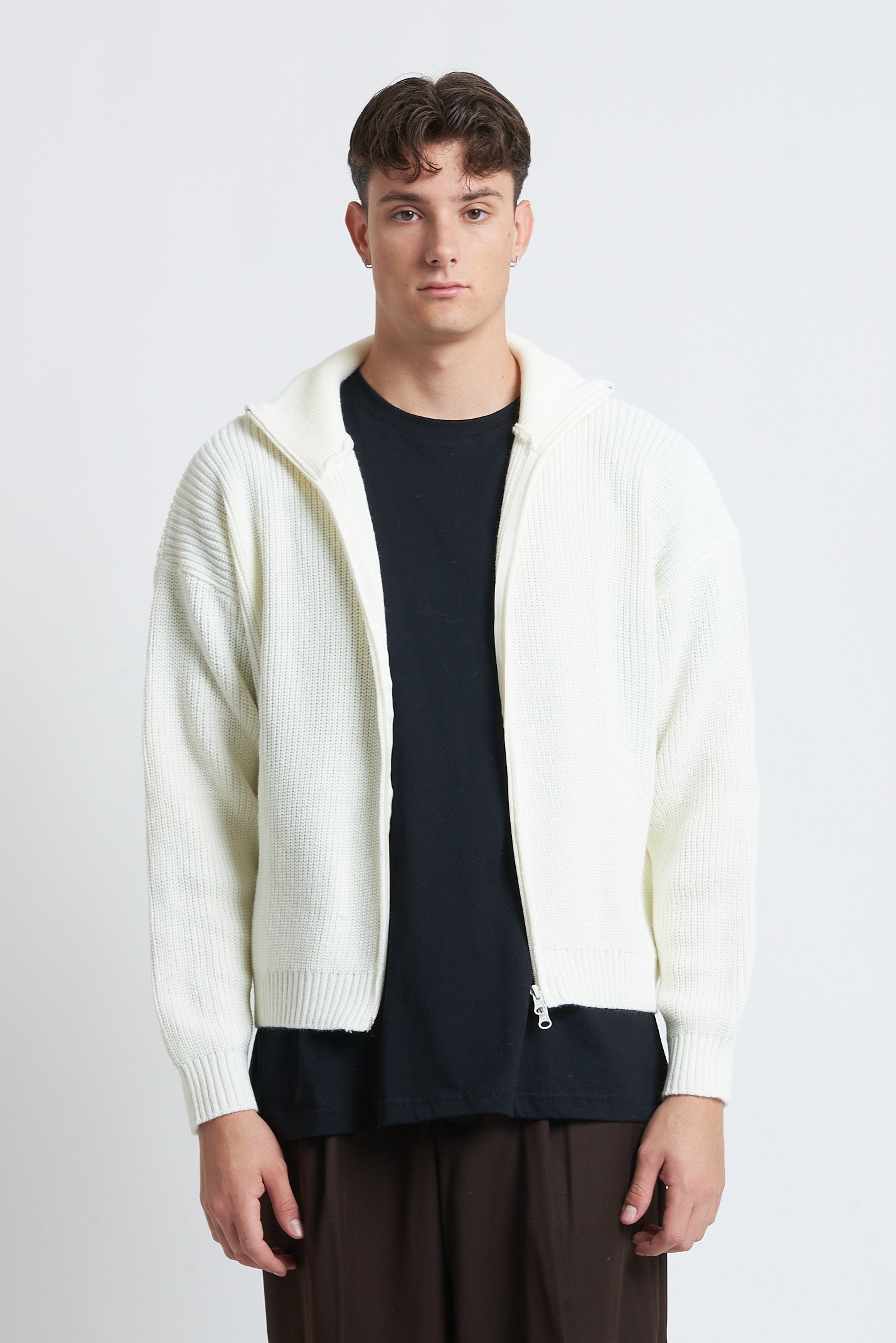 Cardigan zip in lana