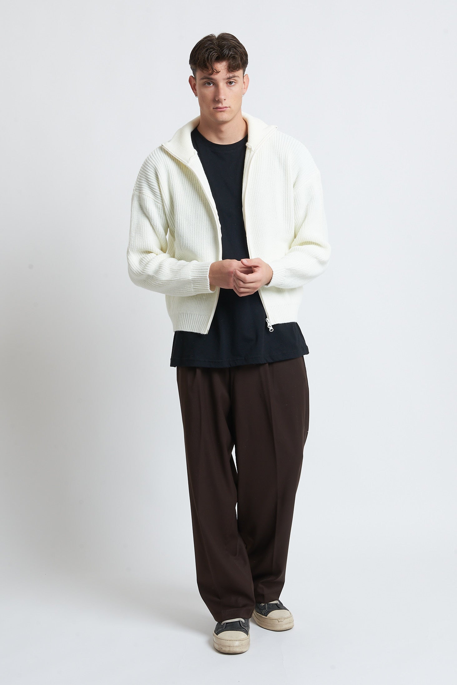 Cardigan zip in lana