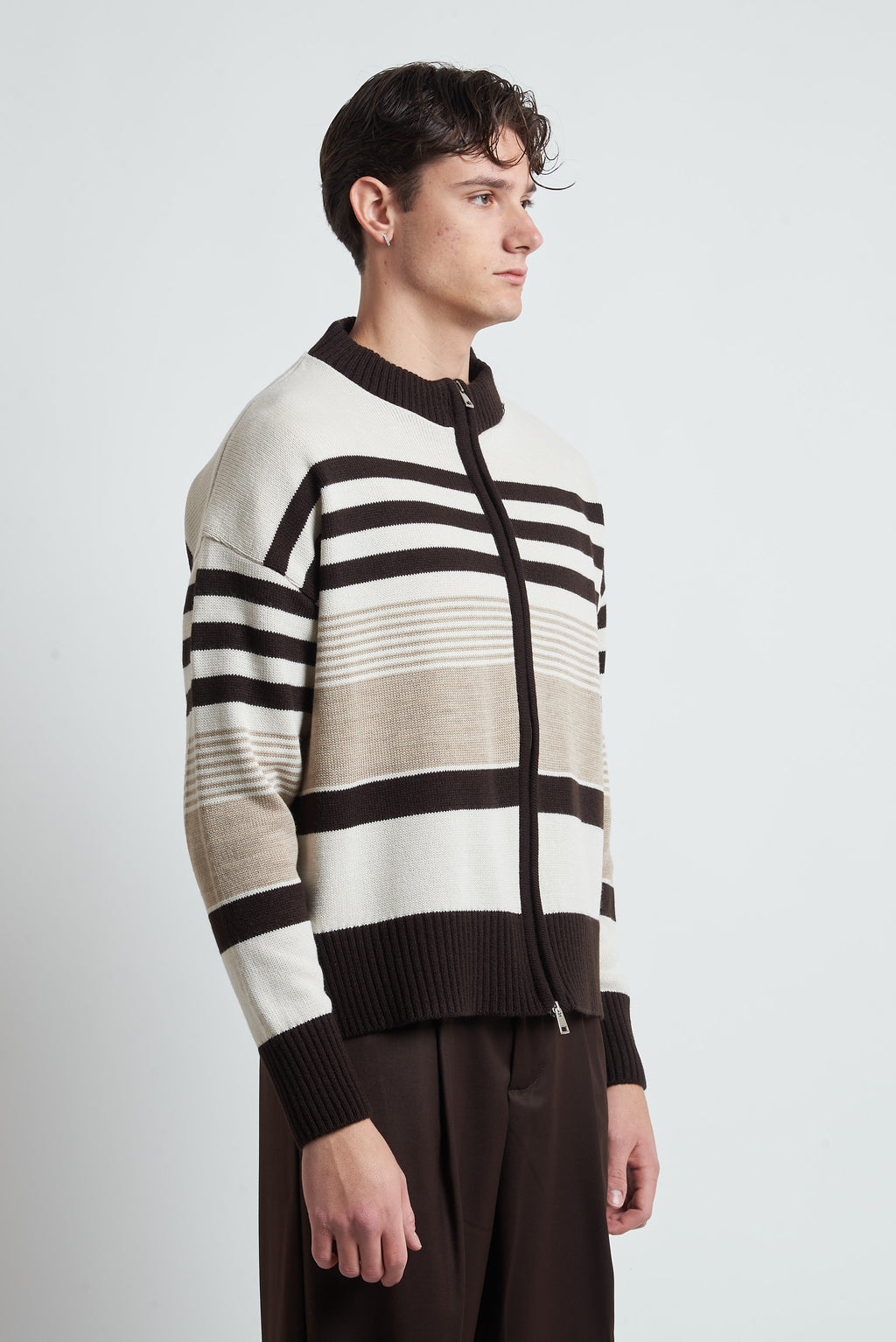 Cardigan in lana a righe