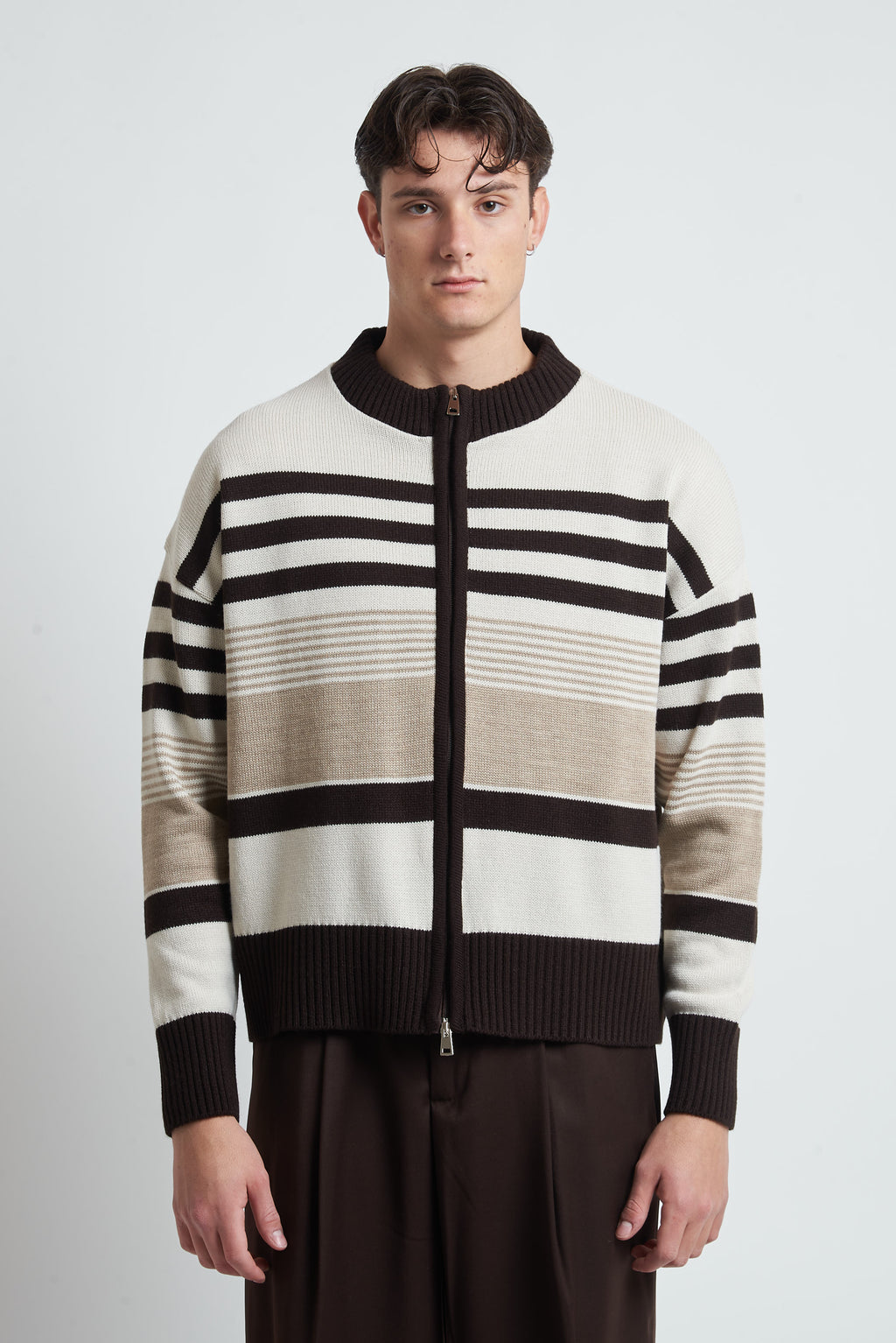 Cardigan in lana a righe