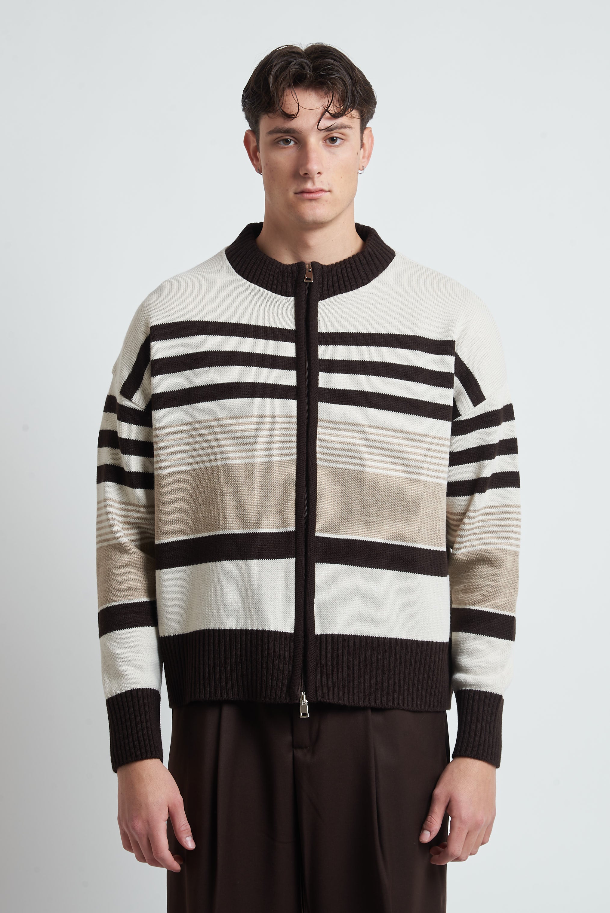 Cardigan in lana a righe