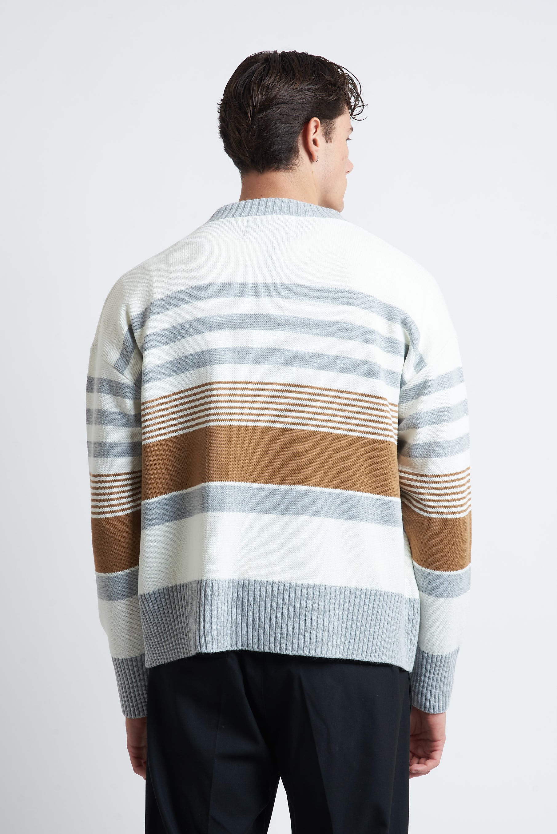 Cardigan in lana a righe