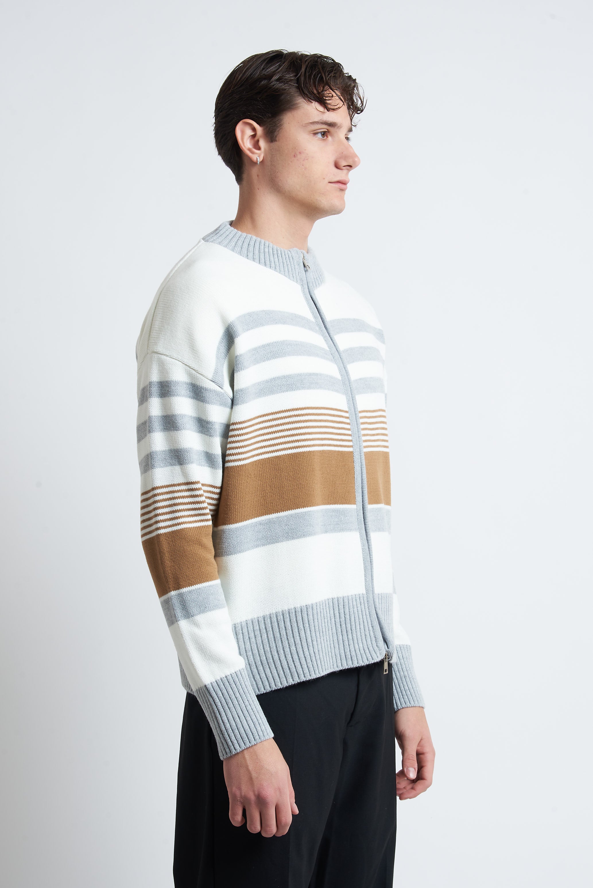 Cardigan in lana a righe