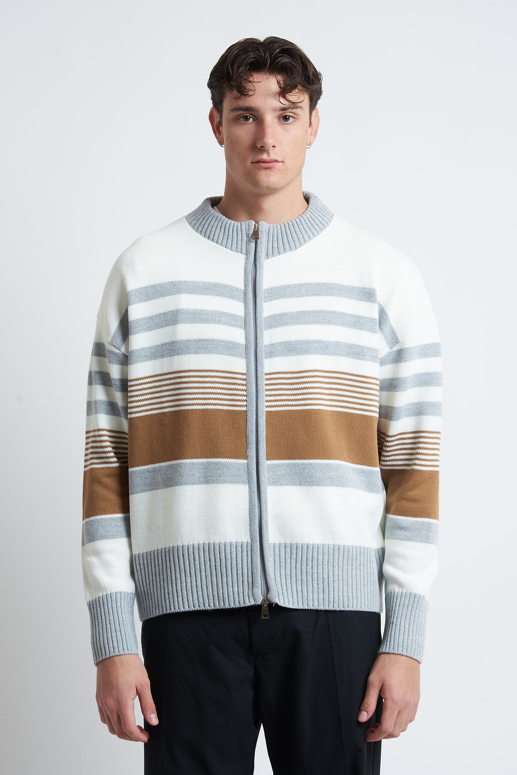 Cardigan in lana a righe