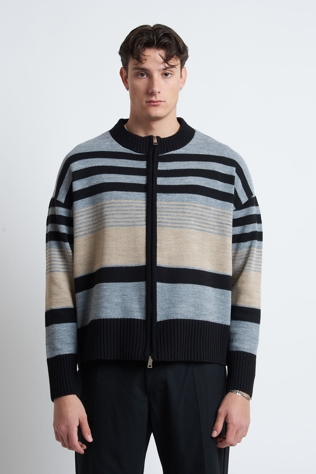 Cardigan in lana a righe