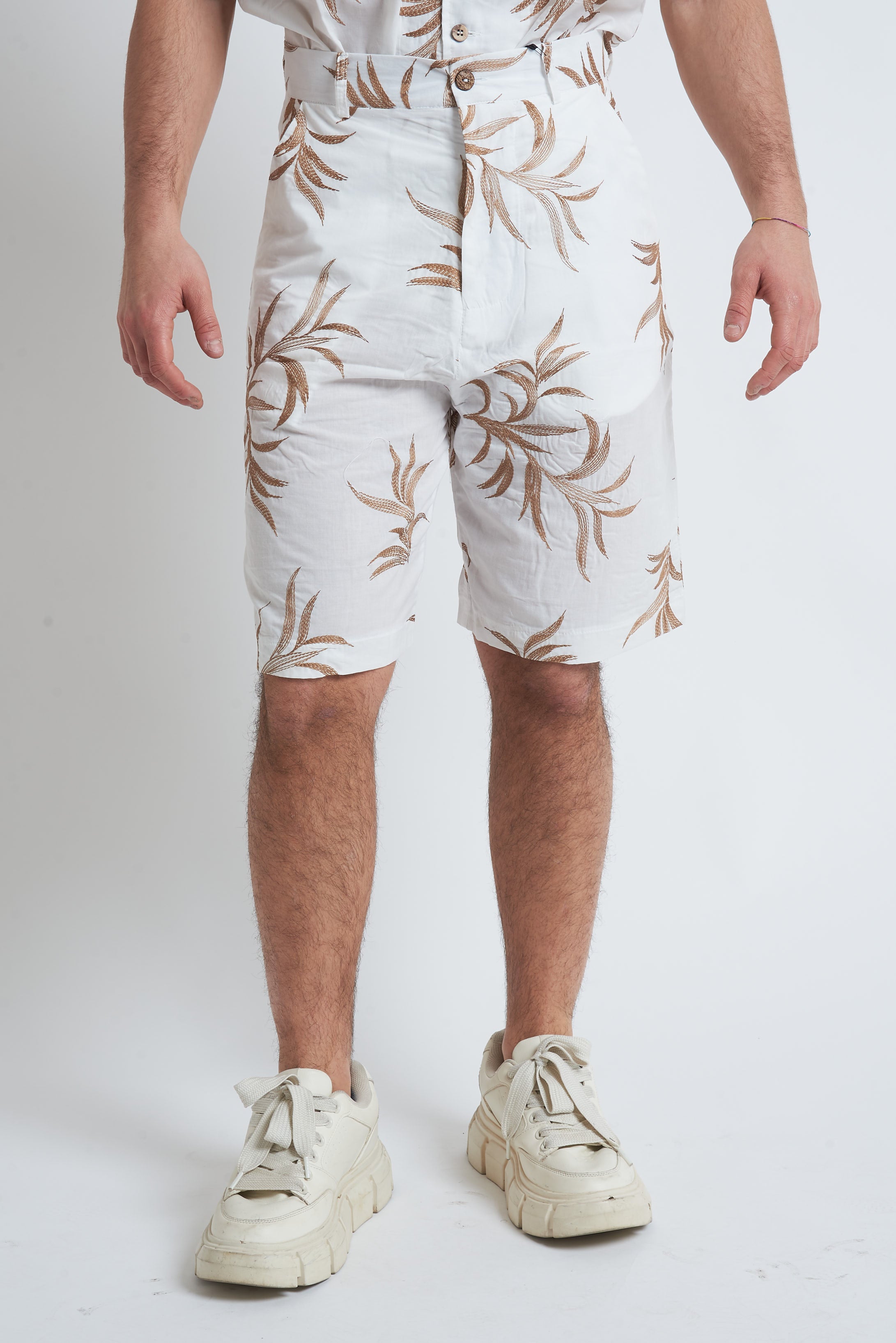 Bermuda misto lino ricamato