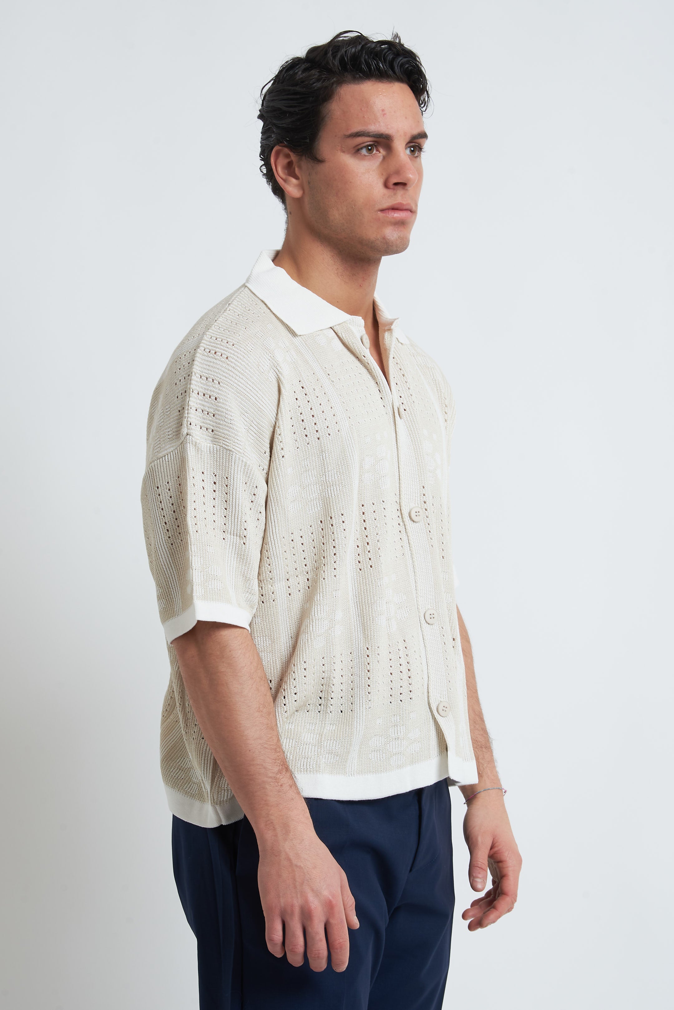 Cardigan traforato fantasia