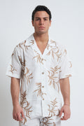 Camicia misto lino ricamato