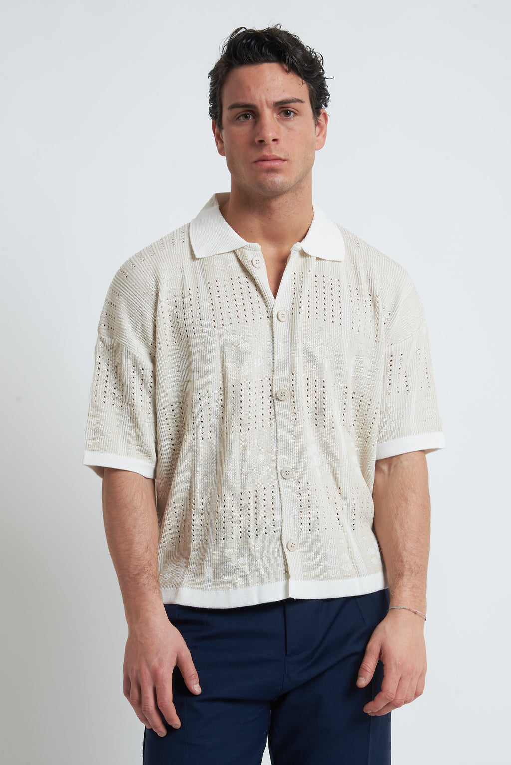 Cardigan traforato fantasia