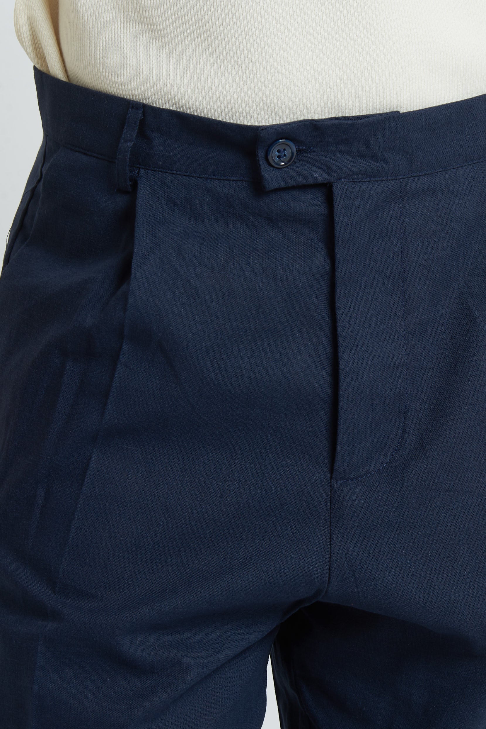 Pantaloni fondo largo in misto lino