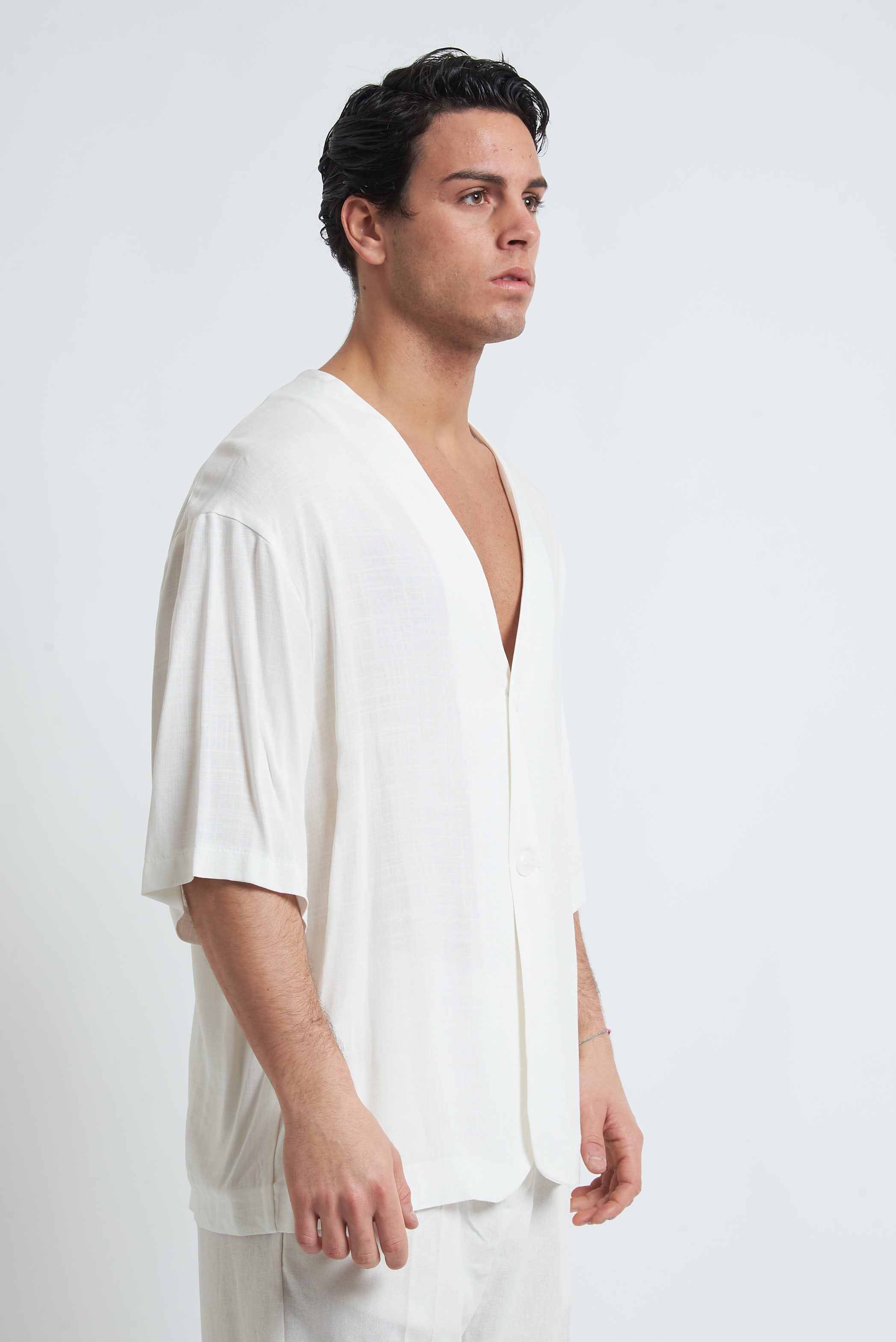 Camicia in viscosa effetto lino