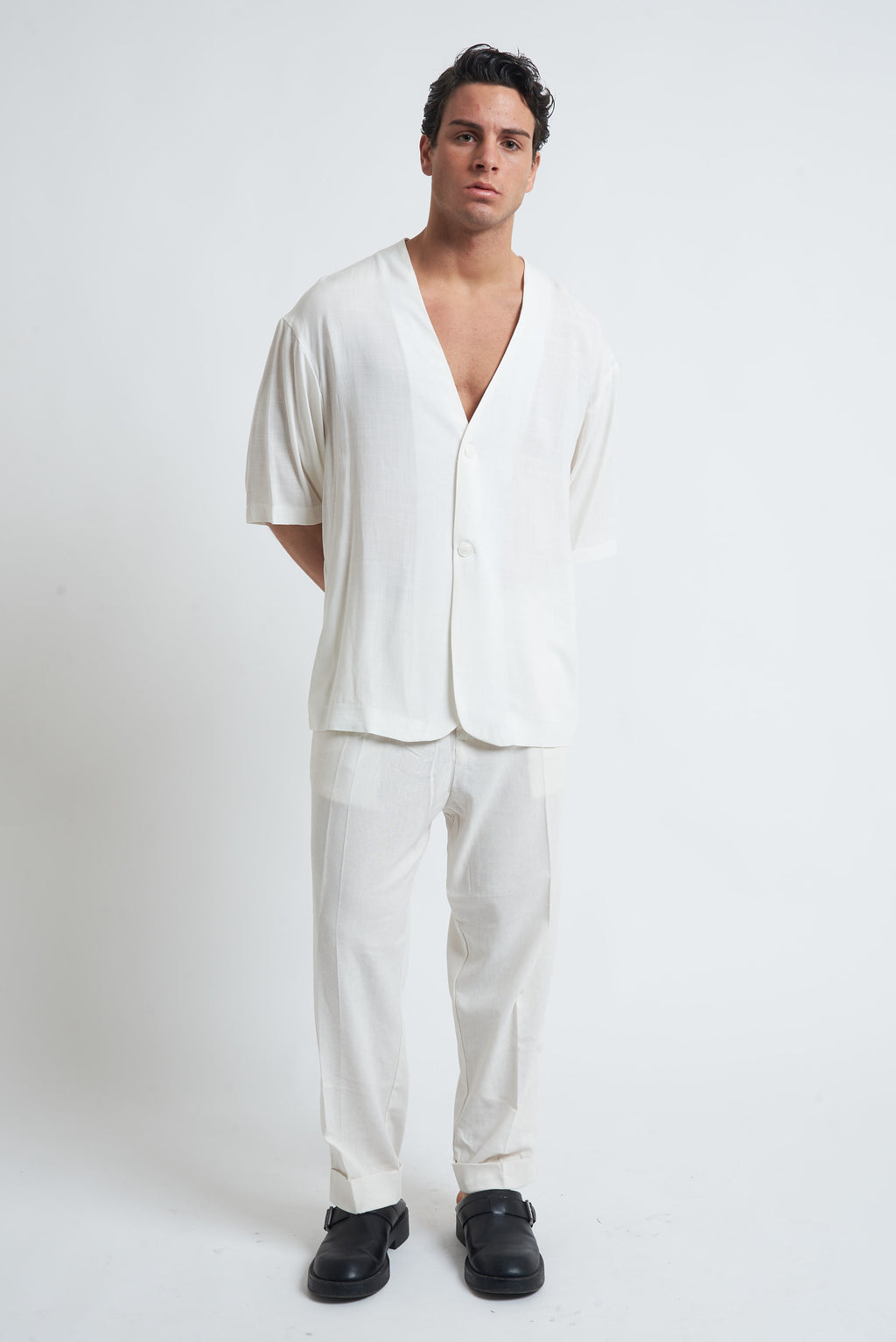 Camicia in viscosa effetto lino
