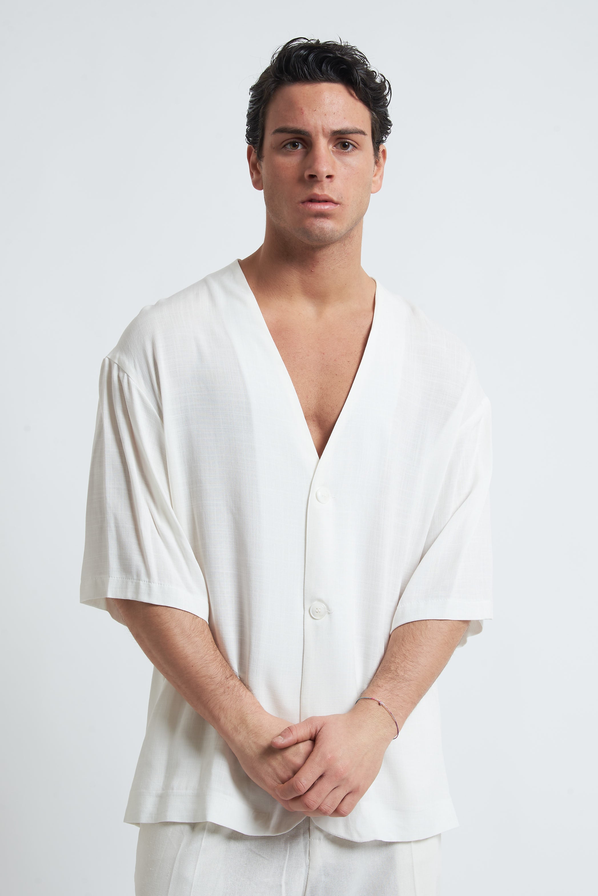 Camicia in viscosa effetto lino