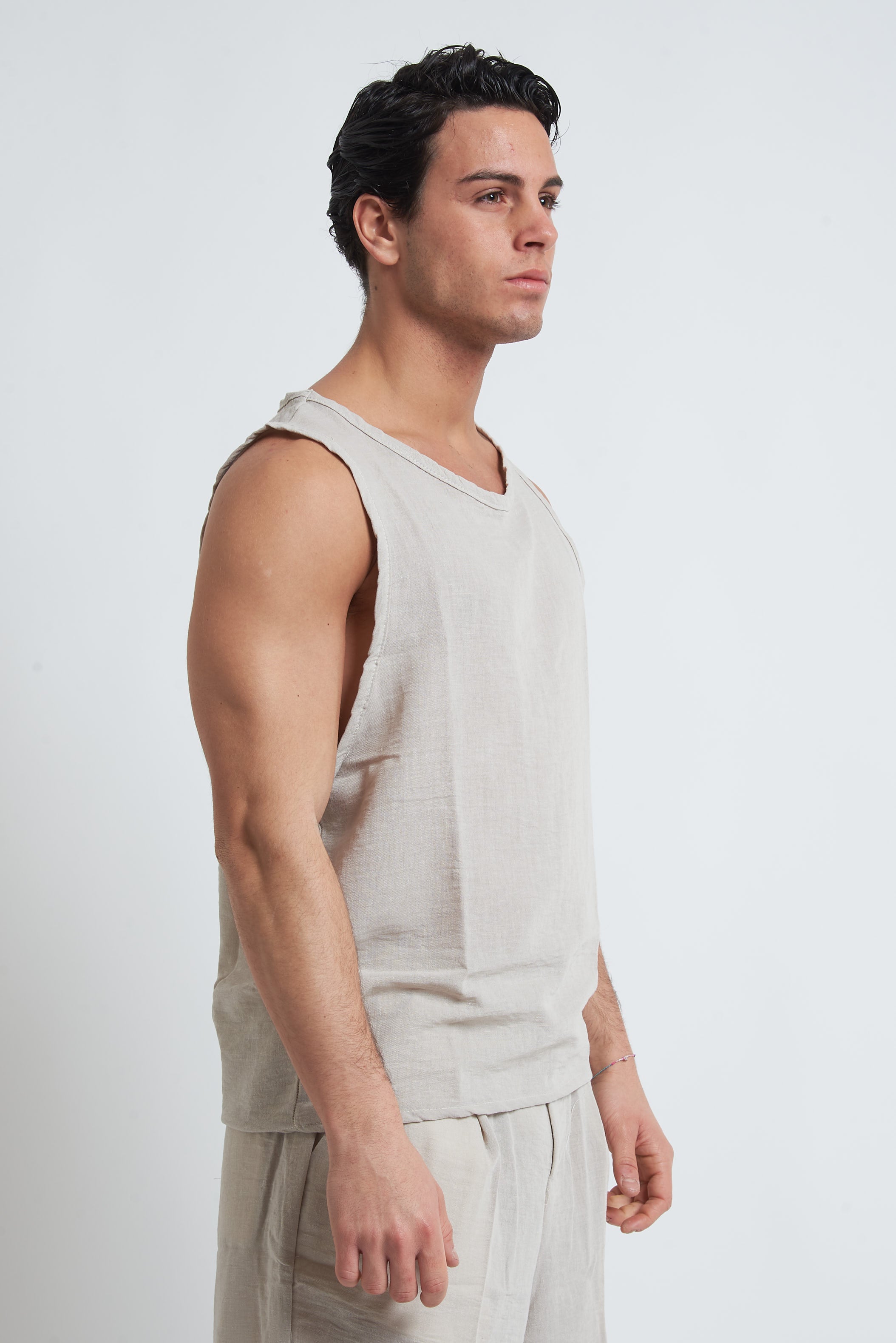 Canotta effetto lino