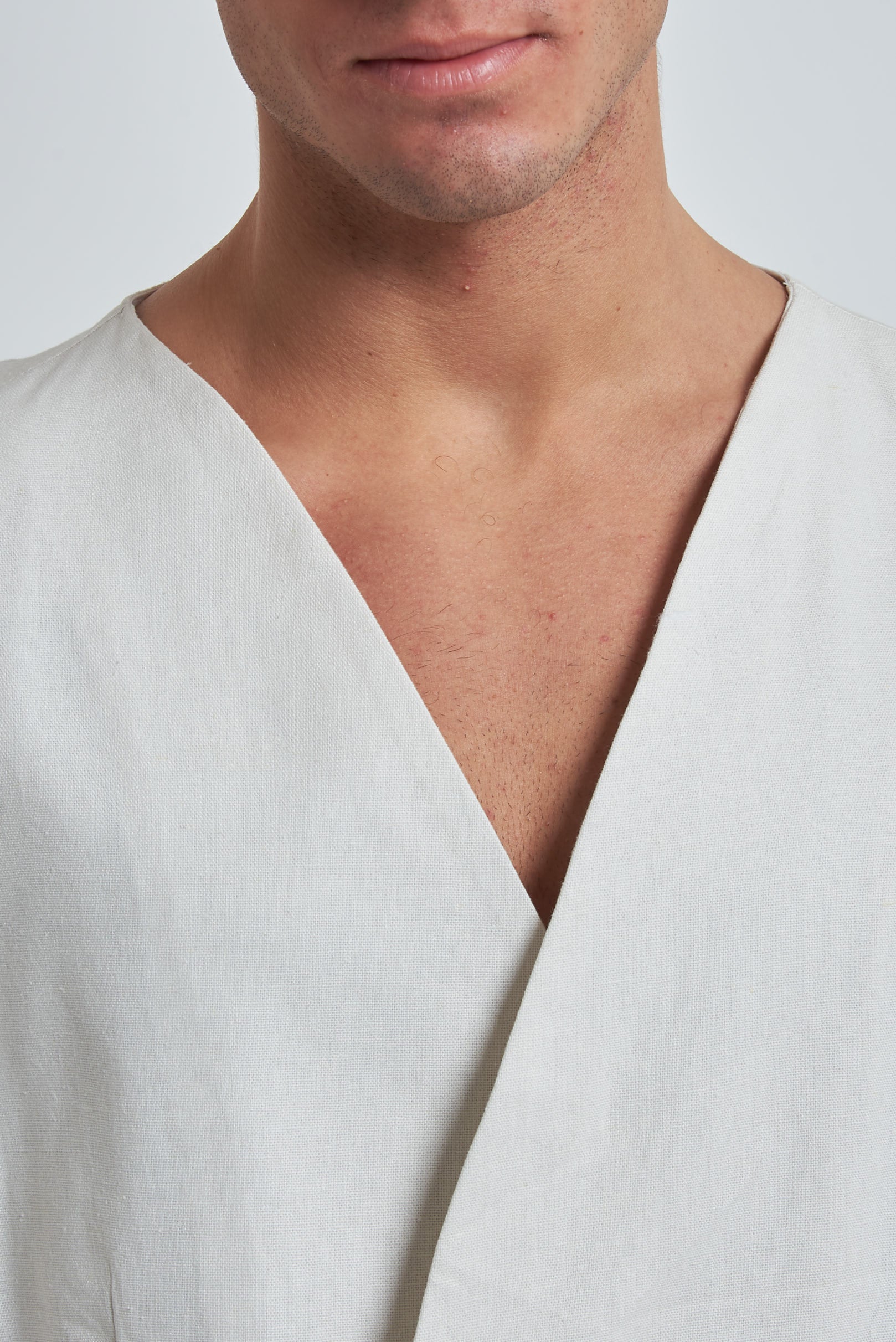 Giacca senza collo in misto lino