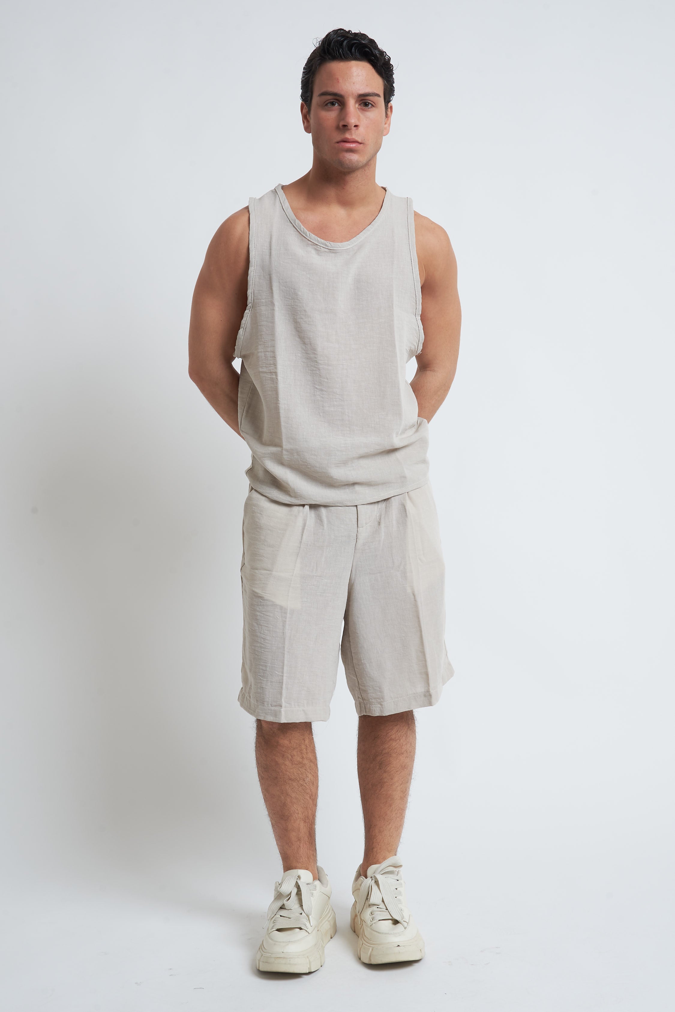 Canotta effetto lino