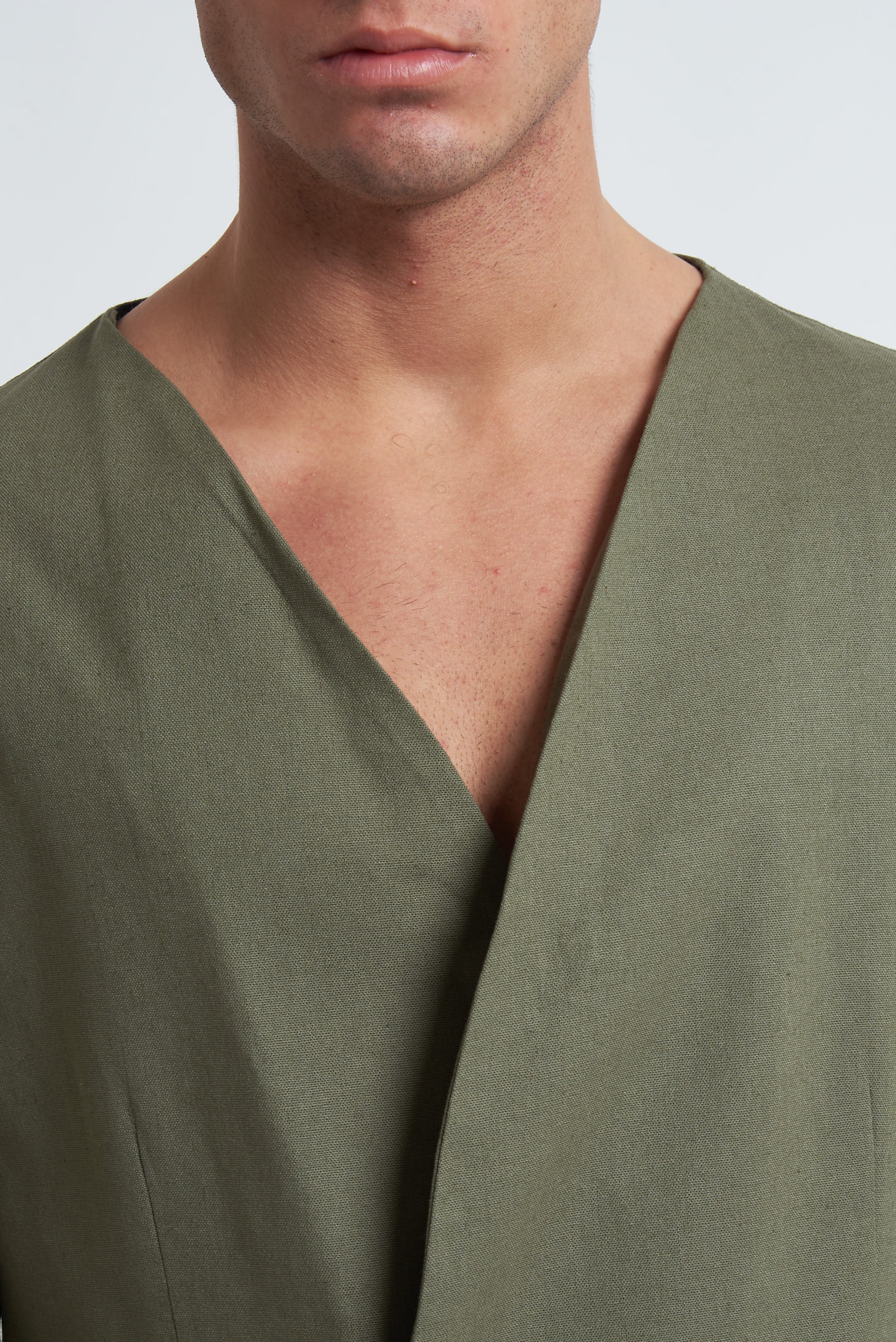 Giacca senza collo in misto lino