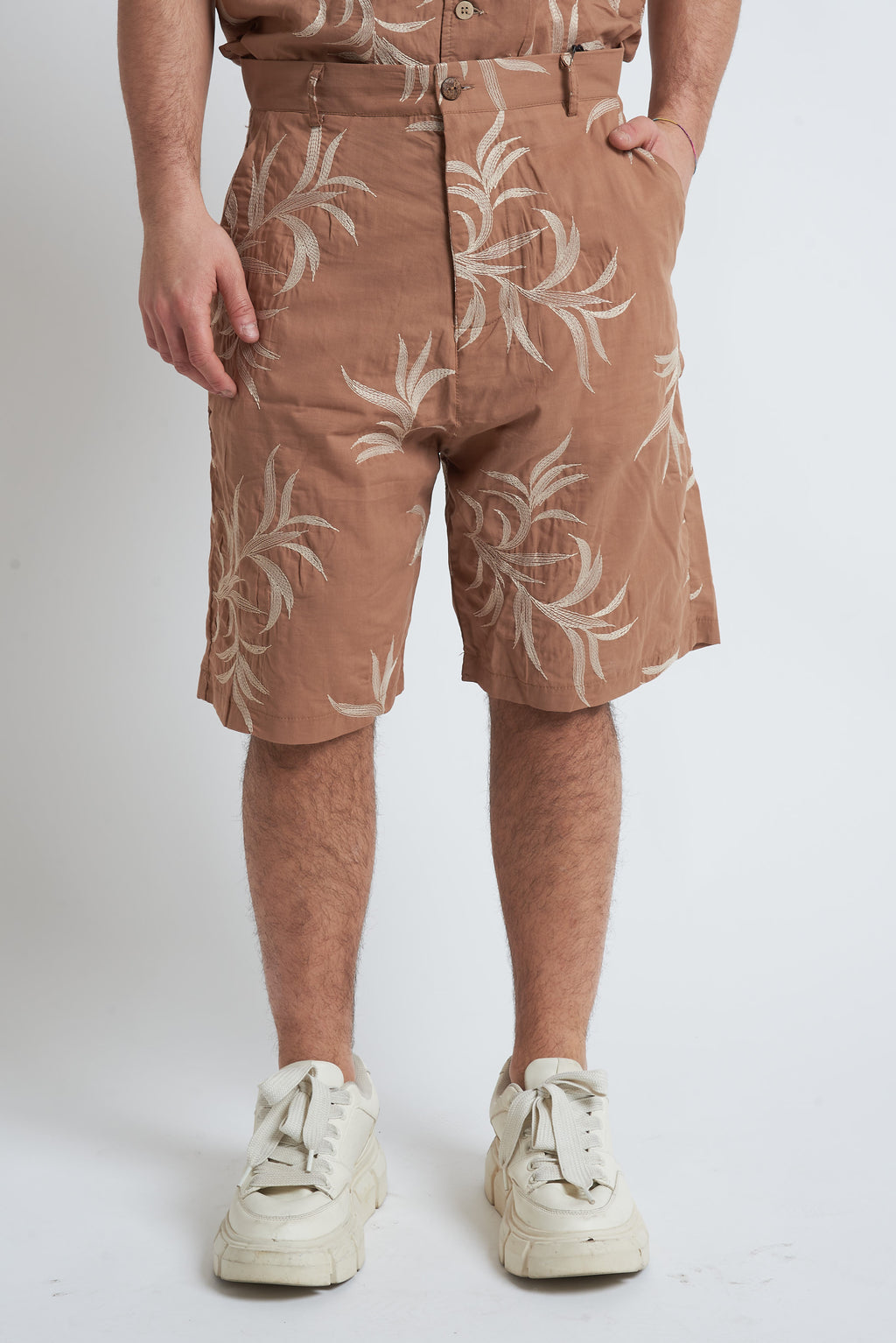 Bermuda misto lino ricamato