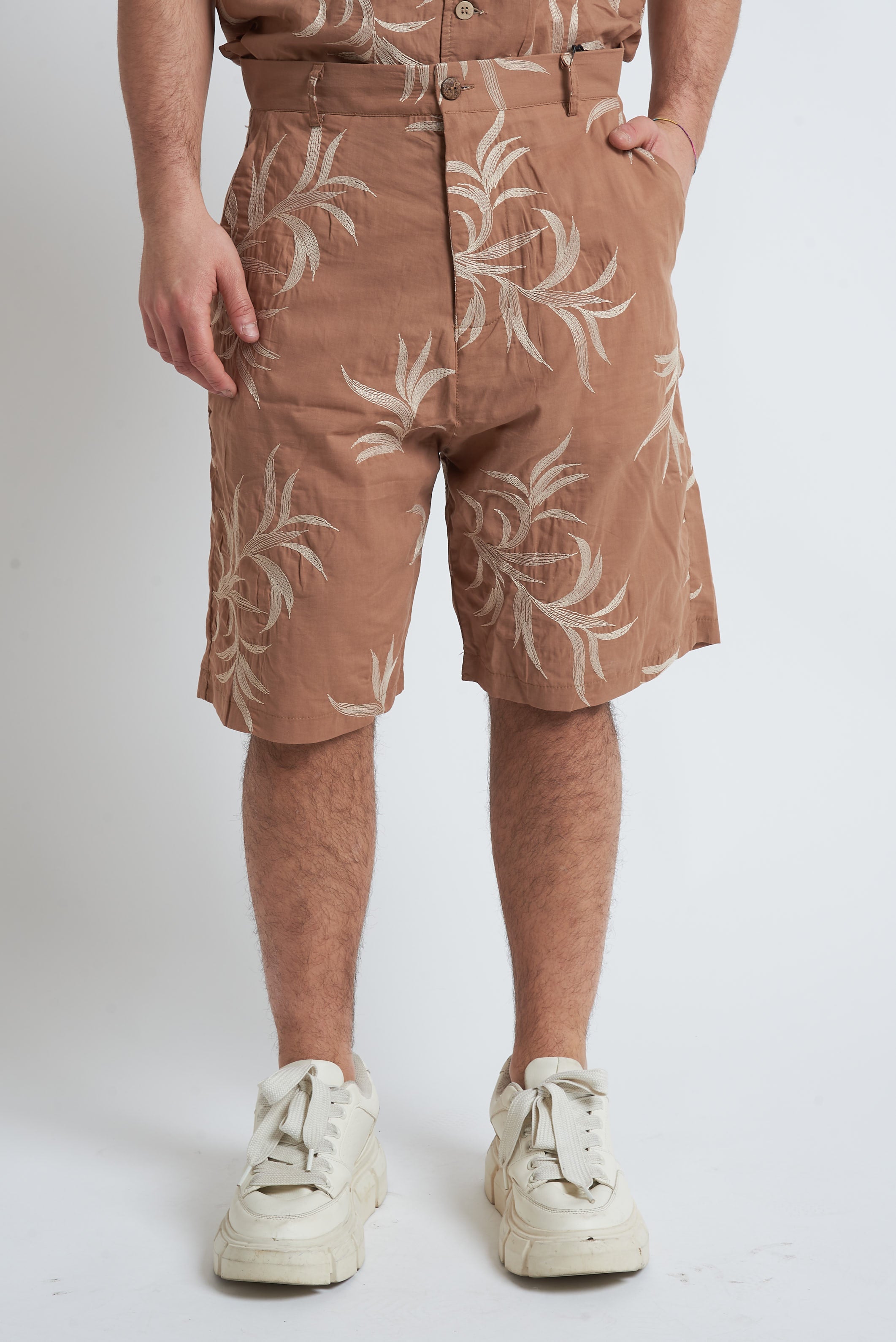Bermuda misto lino ricamato