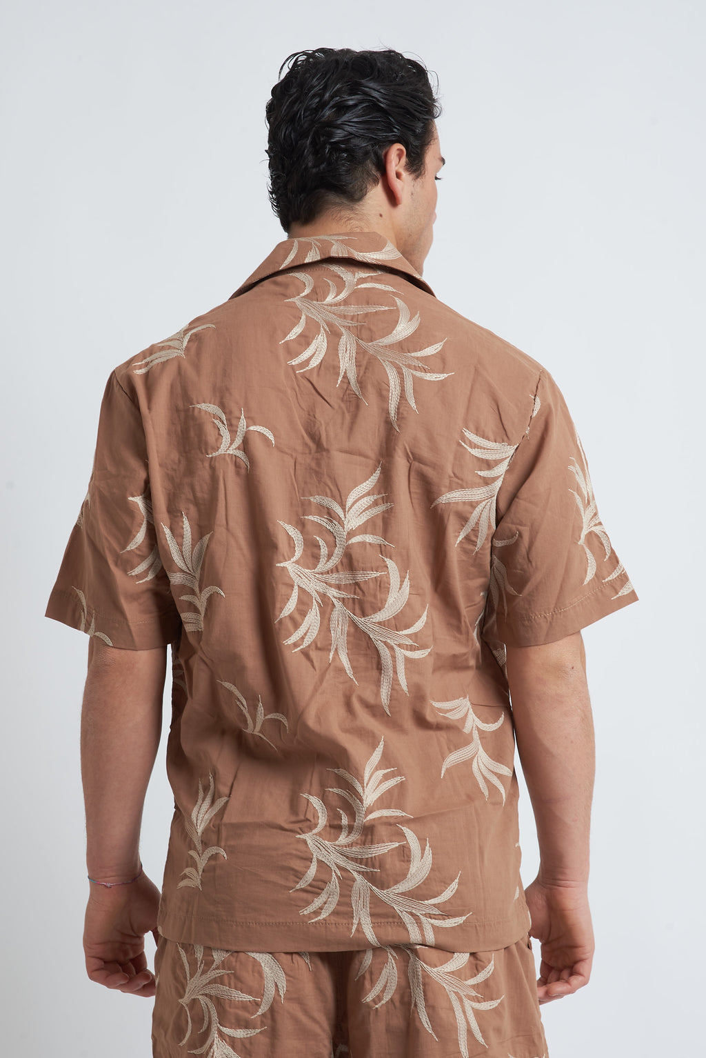 Camicia misto lino ricamato