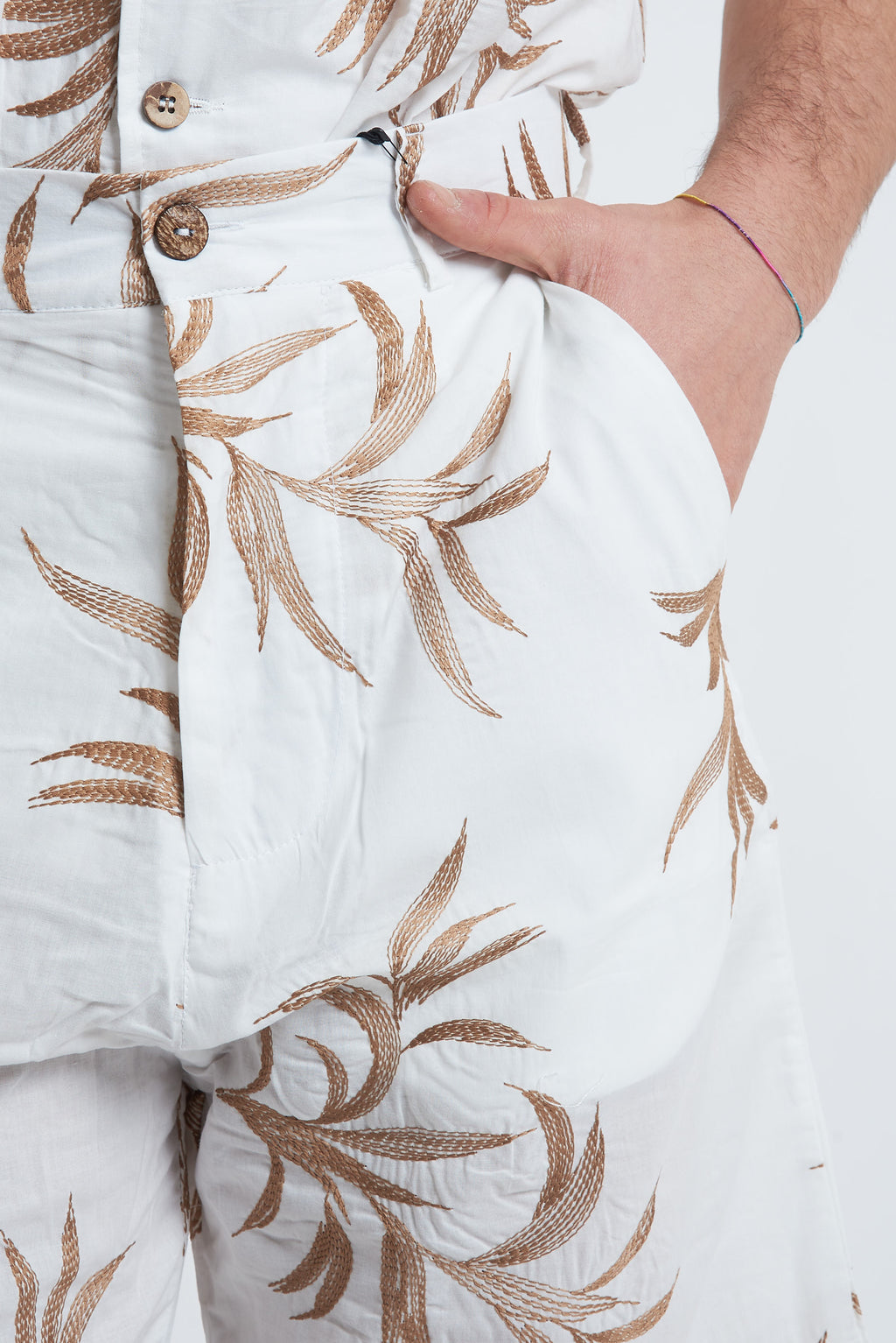 Bermuda misto lino ricamato