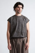 T shirt smanicata cotone marmorizzato