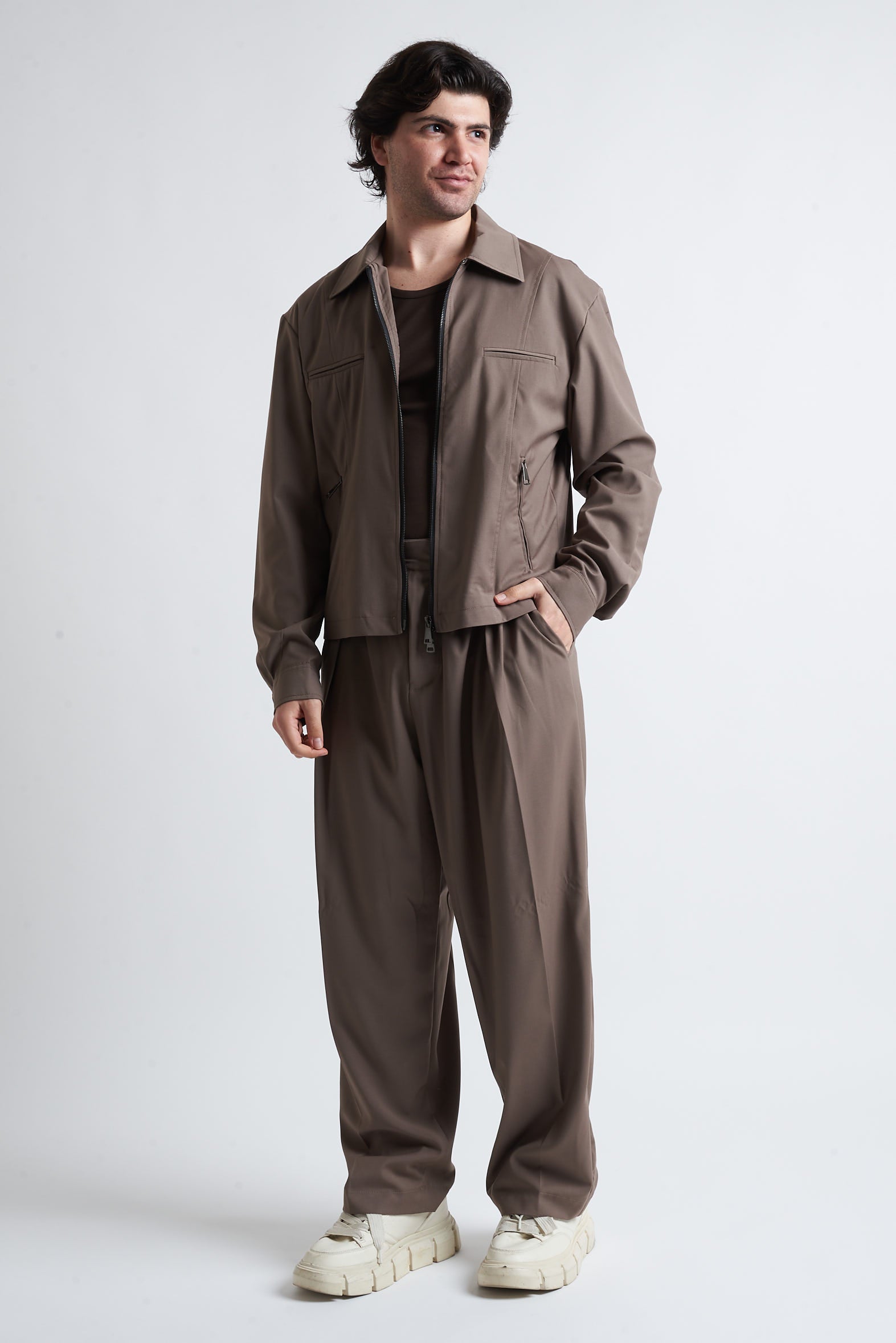 Giubbino zip crop poliviscosa