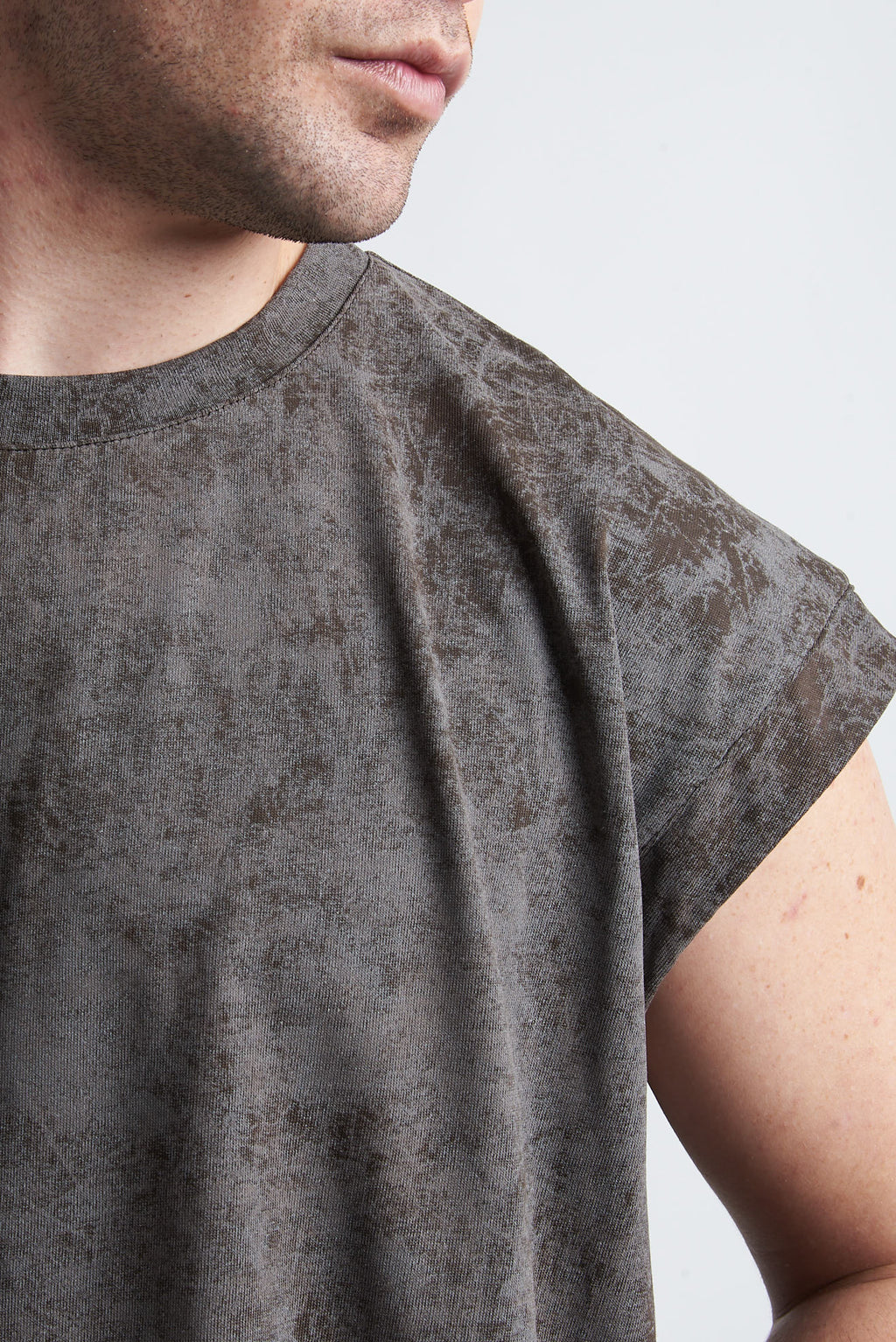 T shirt smanicata cotone marmorizzato